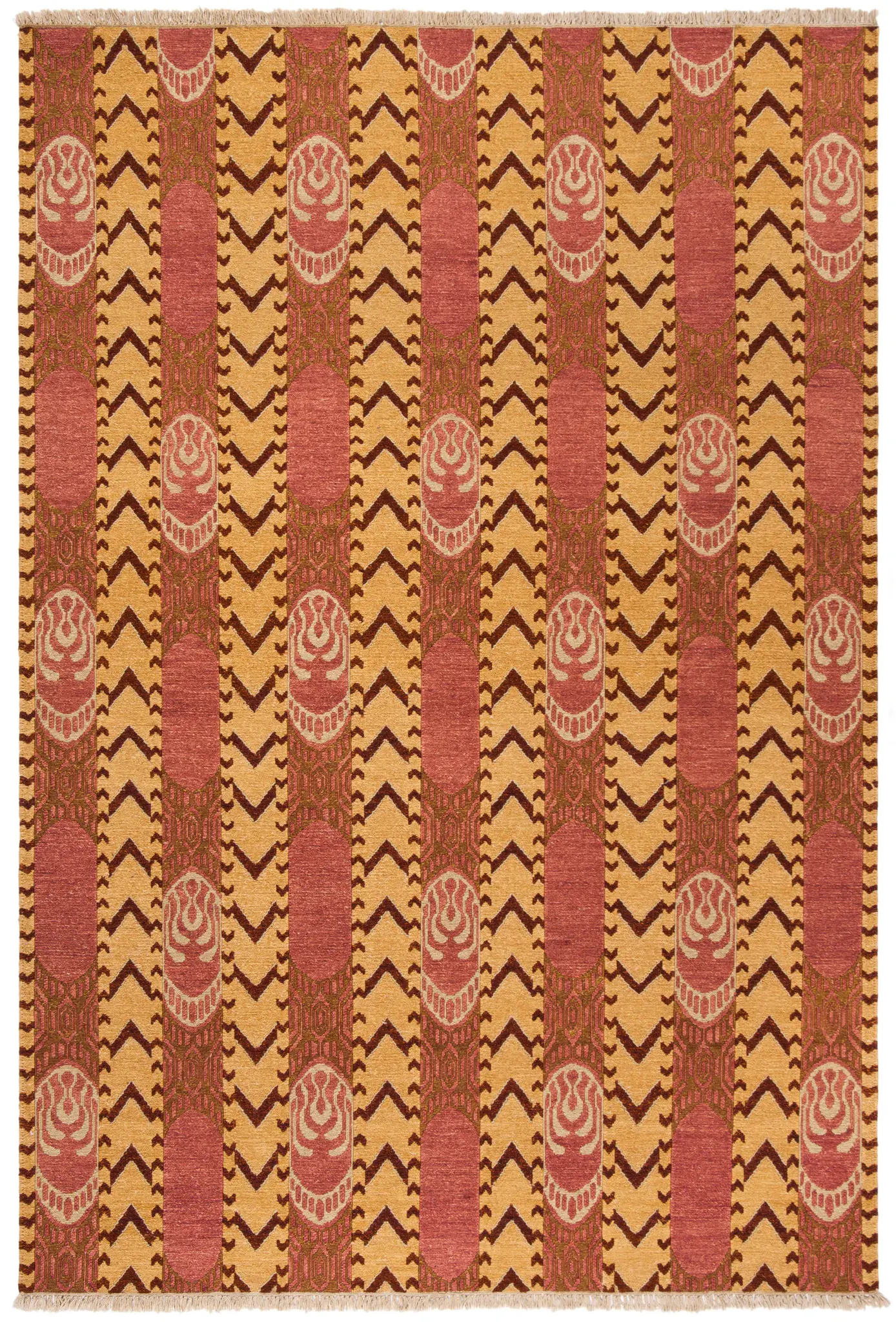 Sumak Goya Striped Chevron Hand-Knotted Wool Rug