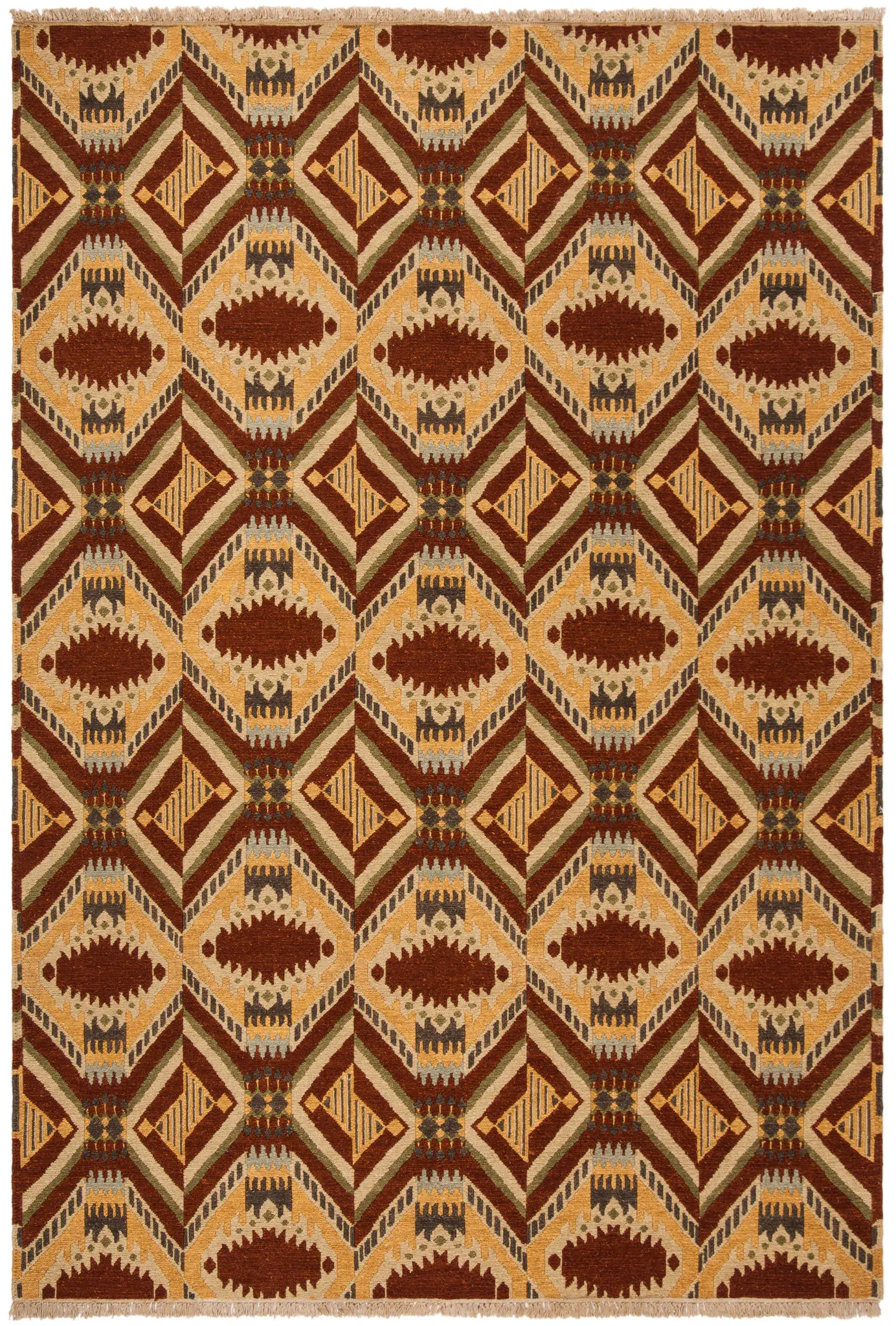 Sumak Bengal Chevron Diamond Hand-Knotted Wool Rug