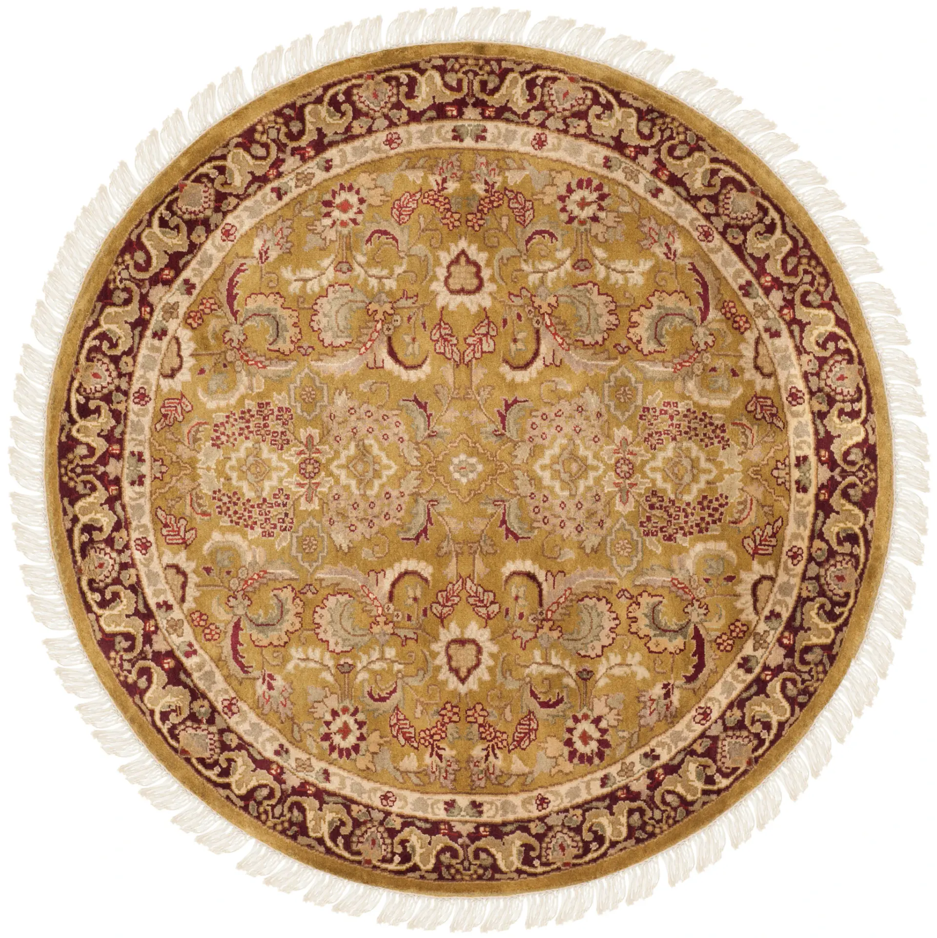 Dynasty Bordered Floral Hand-Knotted Wool Rug
