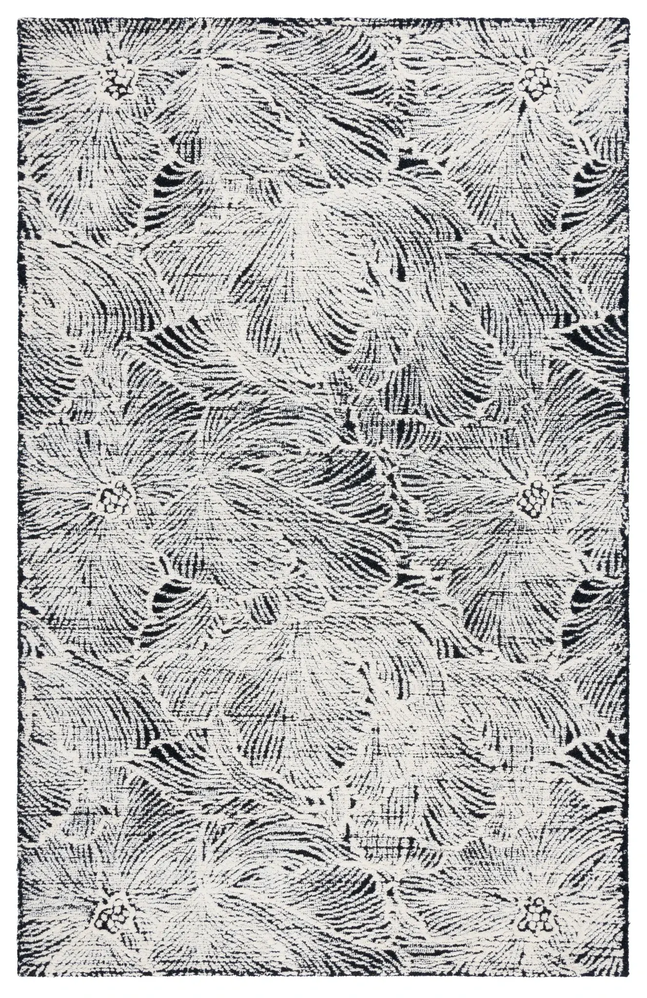 Ebony Botanical Bloom Hand-Tufted Wool Rug