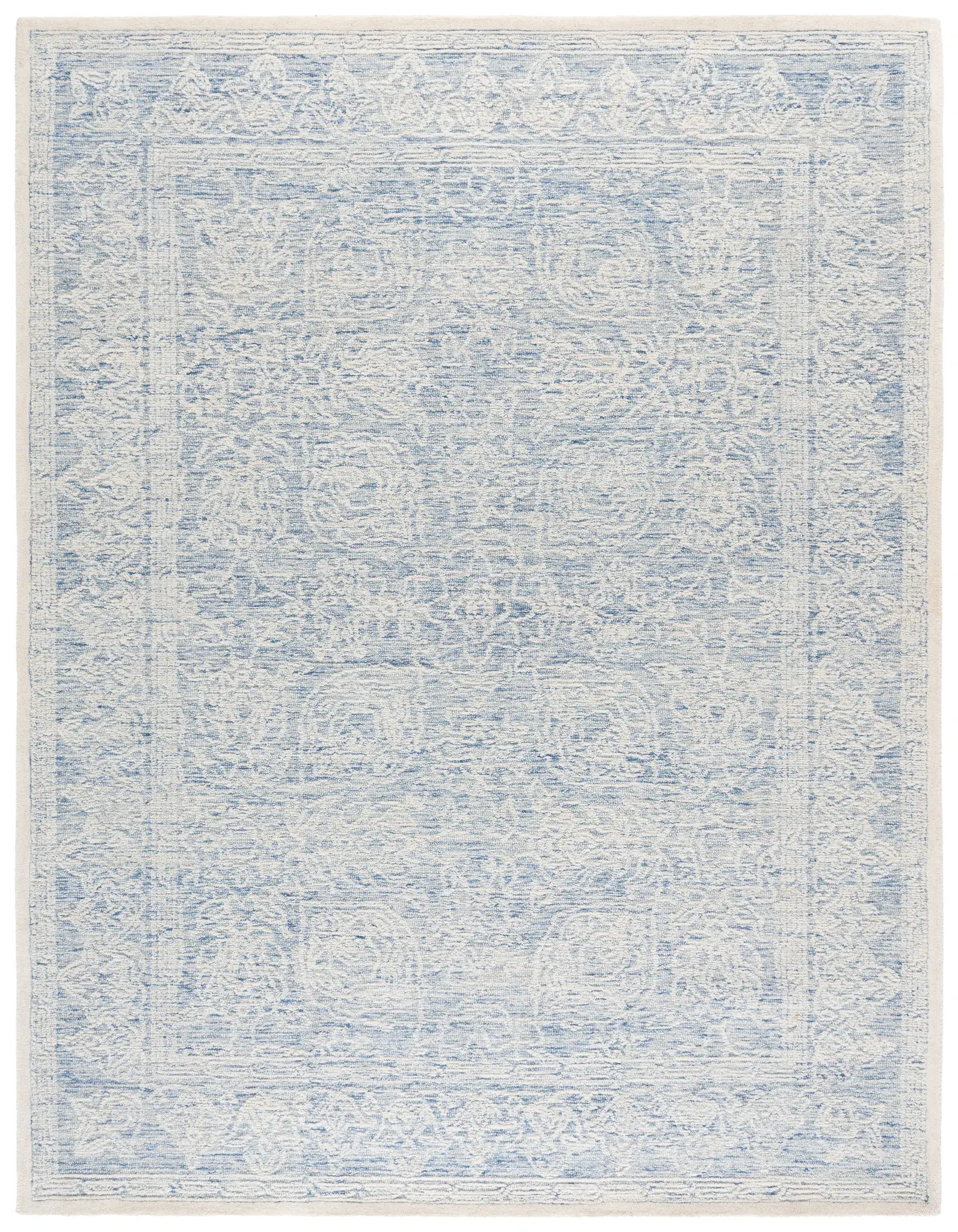 Ebony Distressed Floral Hand-Tufted Wool Rug