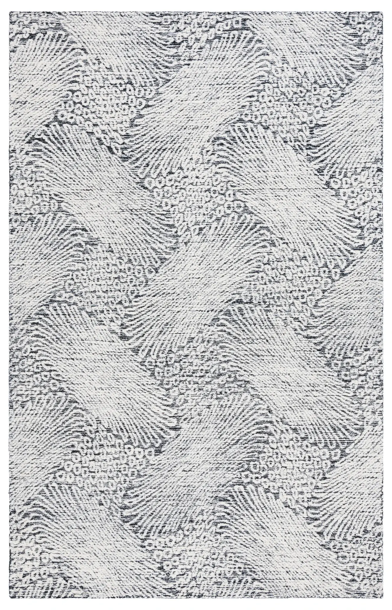 Ebony Wavy Chevron Hand-Tufted Wool Rug