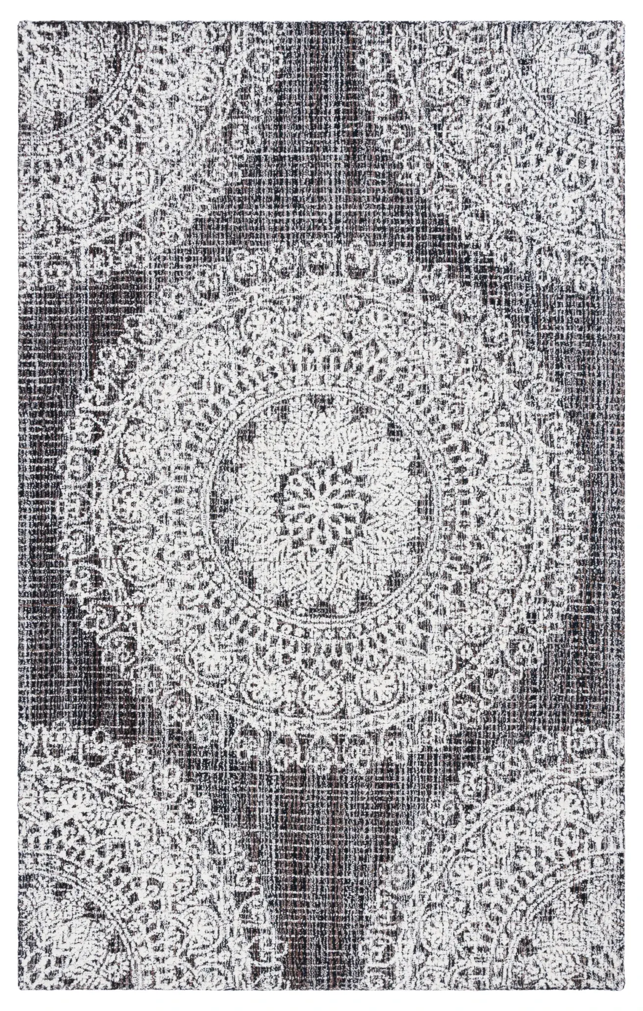 Ebony Medallion Hand-Tufted Wool Rug