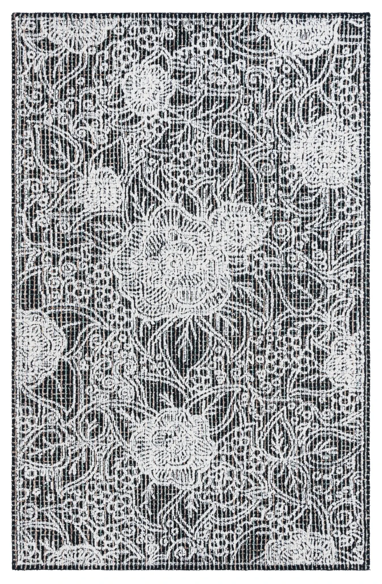 Ebony Floral Vine Hand-Tufted Rug