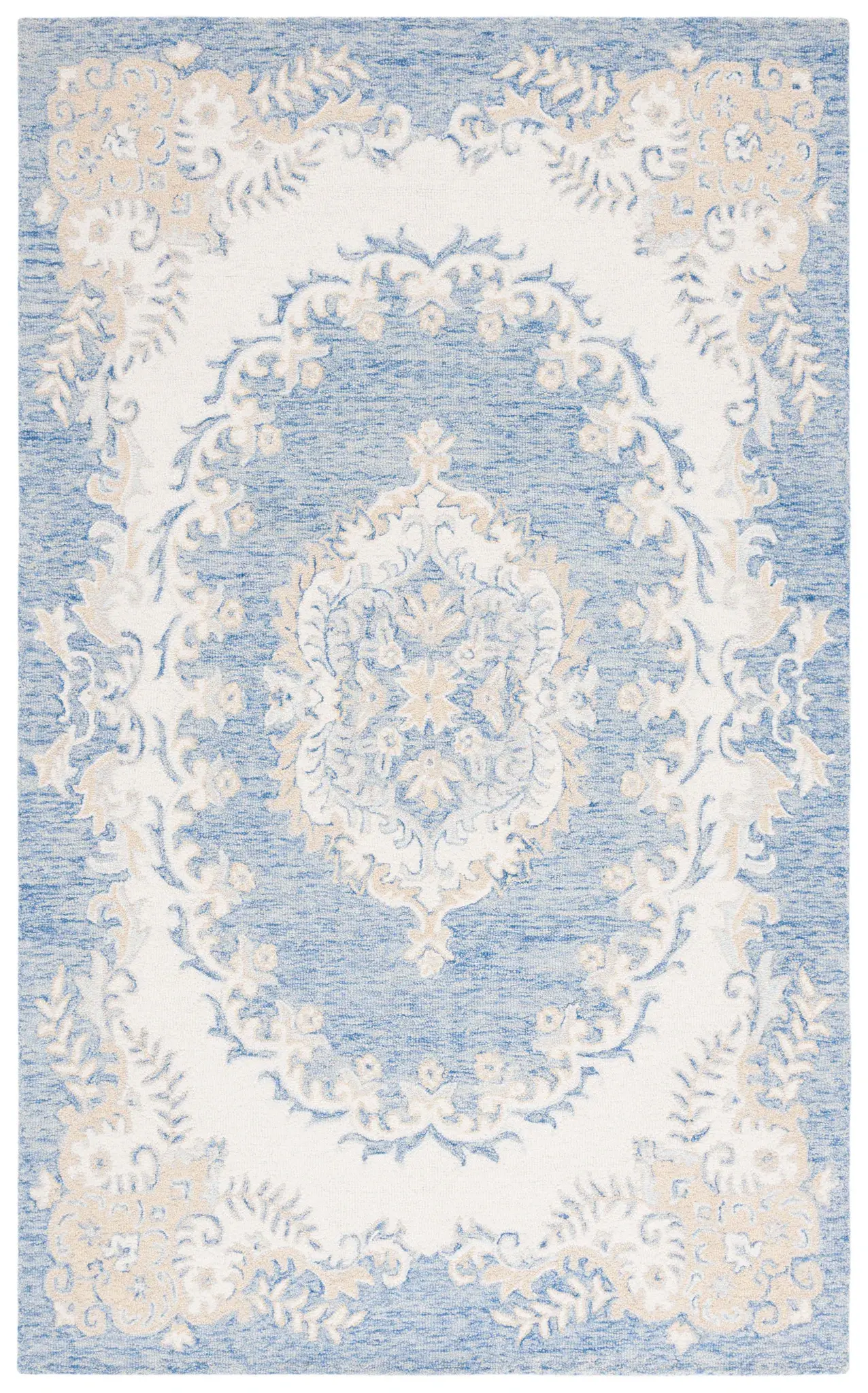 Ebony Medallion Frame Hand-Tufted Wool Rug