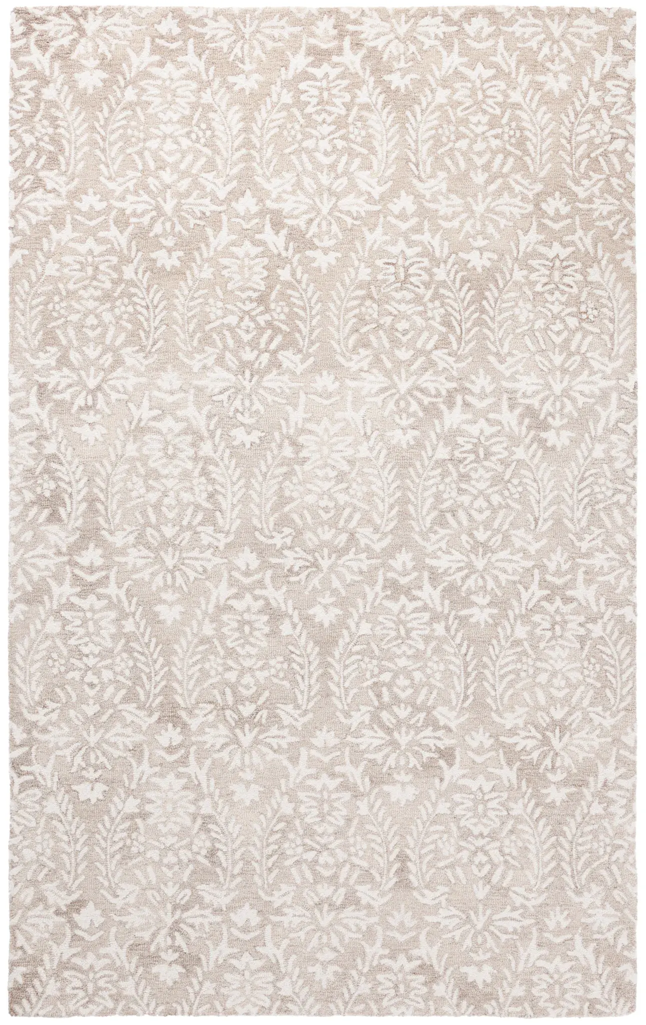 Ebony Leafy Frond Hand-Tufted Wool Rug