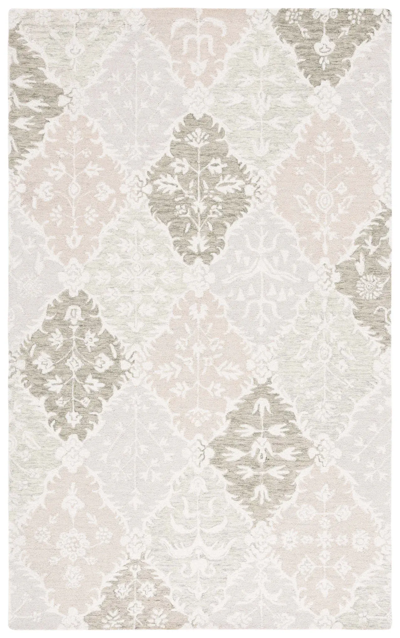 Ebony Botanical Ogee Hand-Tufted Wool Rug