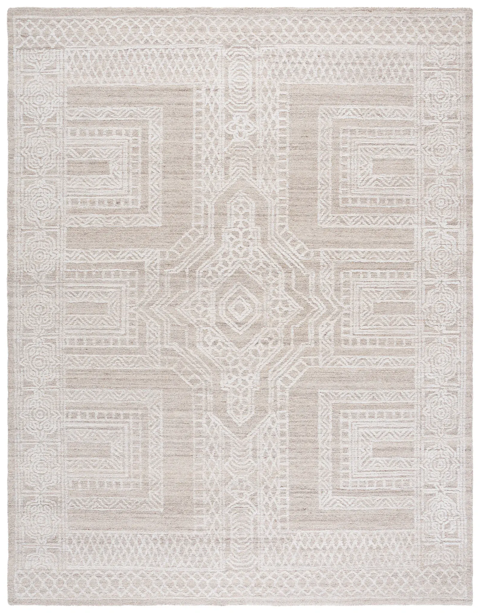 Ebony Geometric Medallion Hand-Tufted Wool Rug