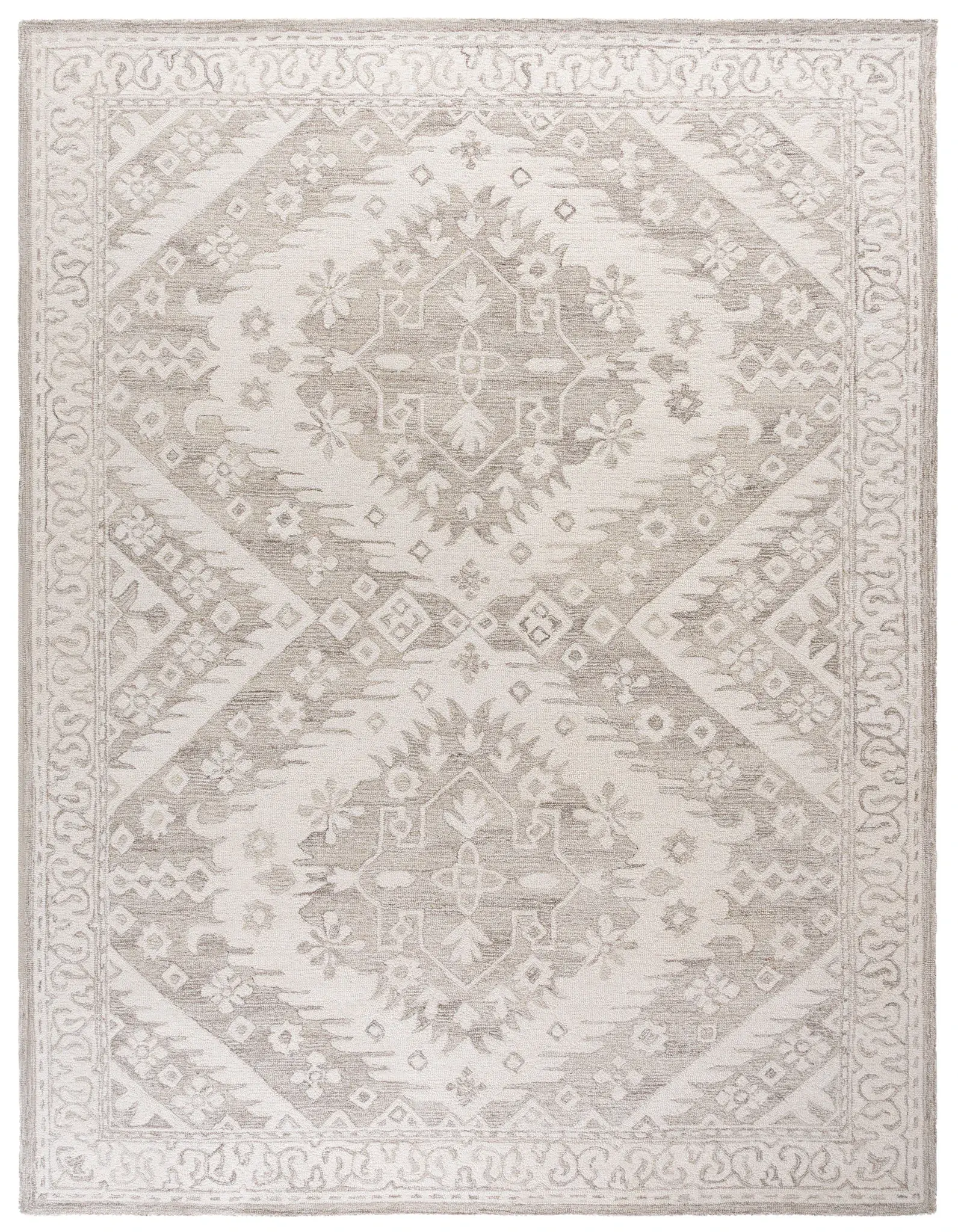 Ebony Diamond Medallion Hand-Tufted Wool Rug