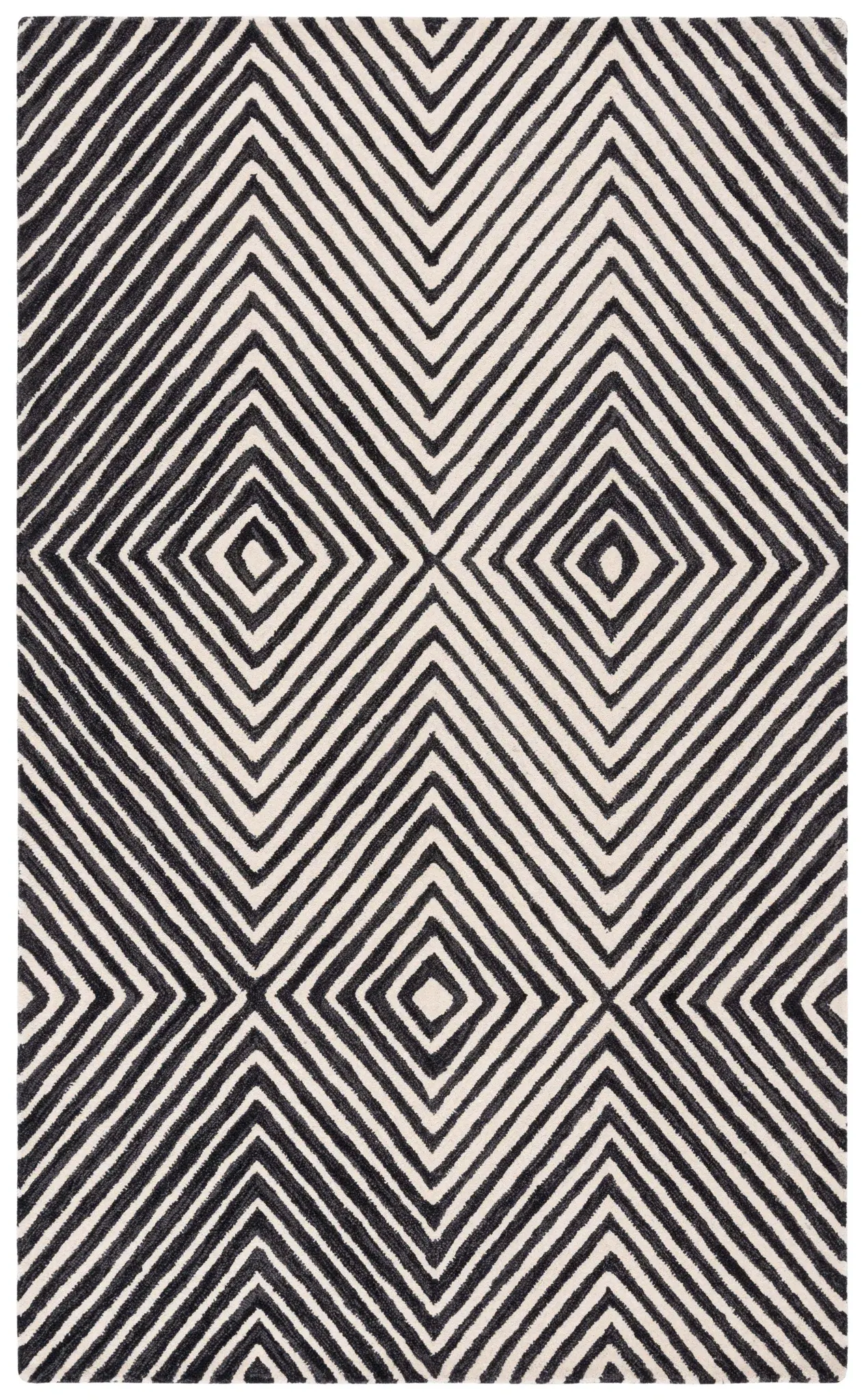 Ebony Nested Diamond Hand-Tufted Wool Rug