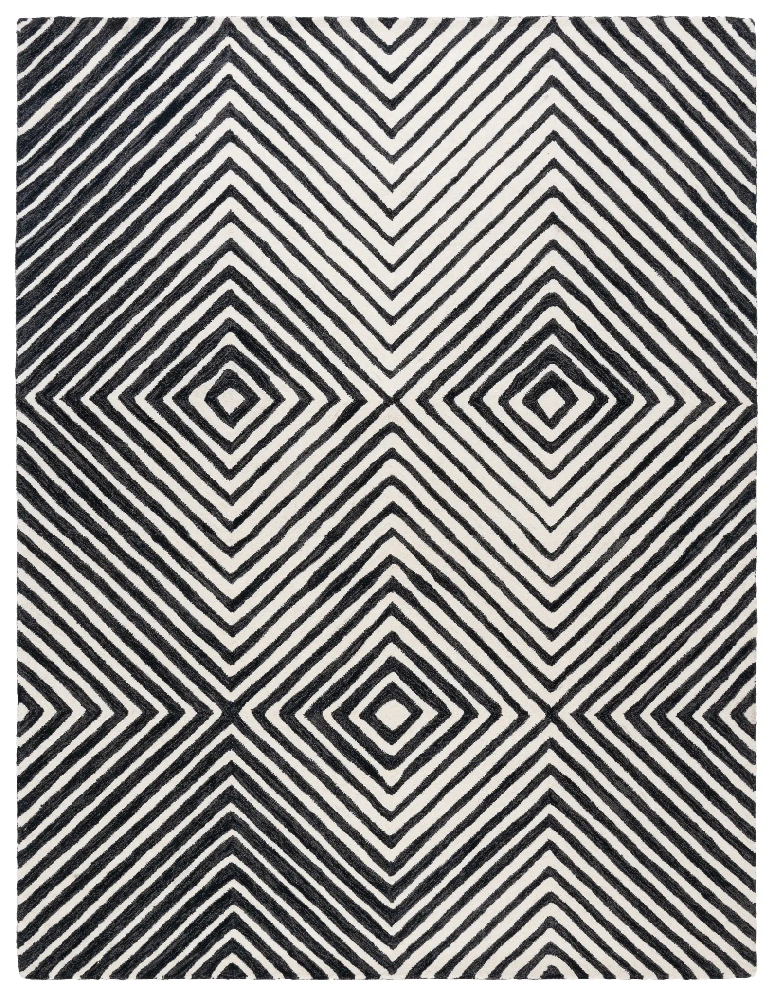 Ebony Nested Diamond Hand-Tufted Wool Rug
