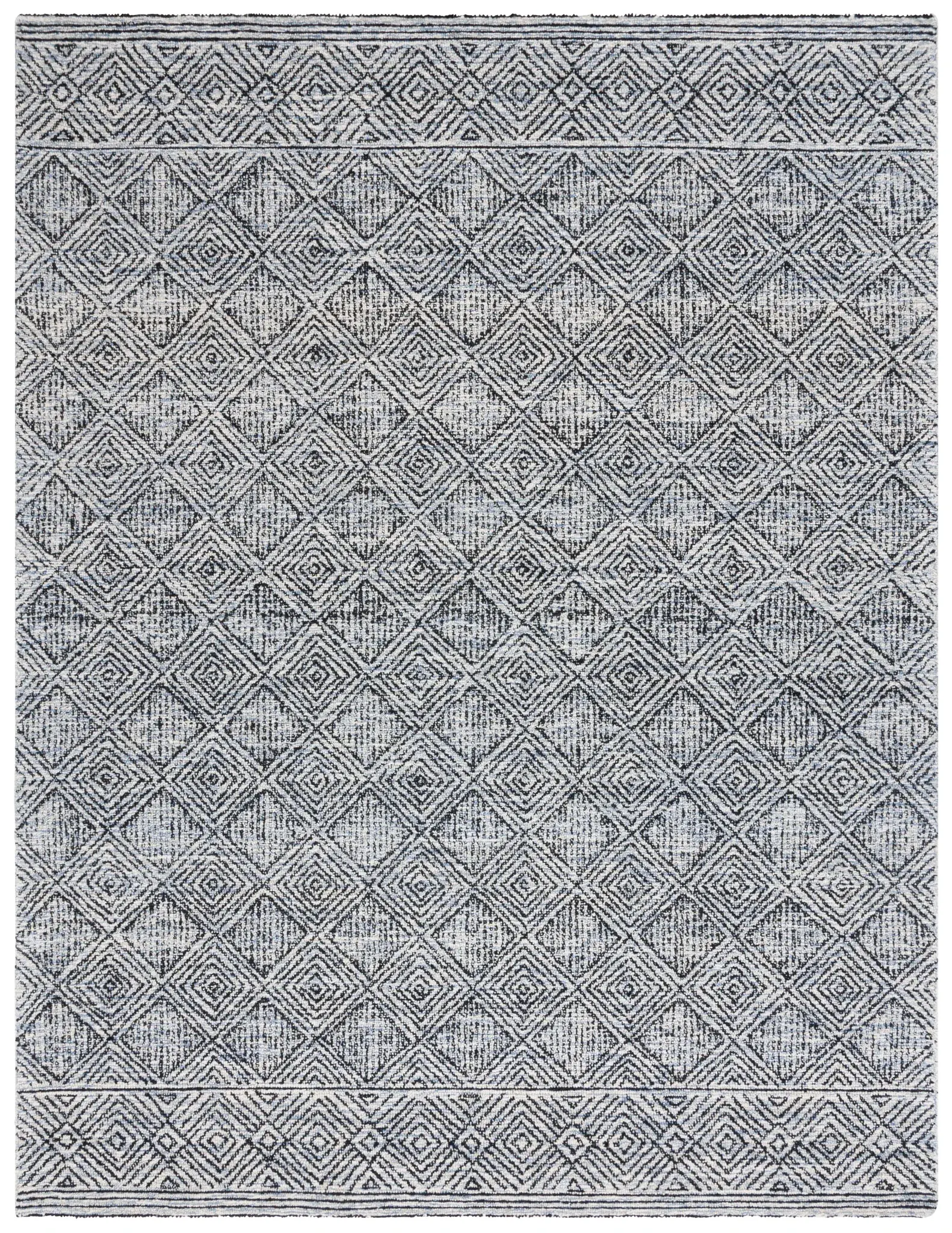 Ebony Diamond Grid Hand-Tufted Wool Rug