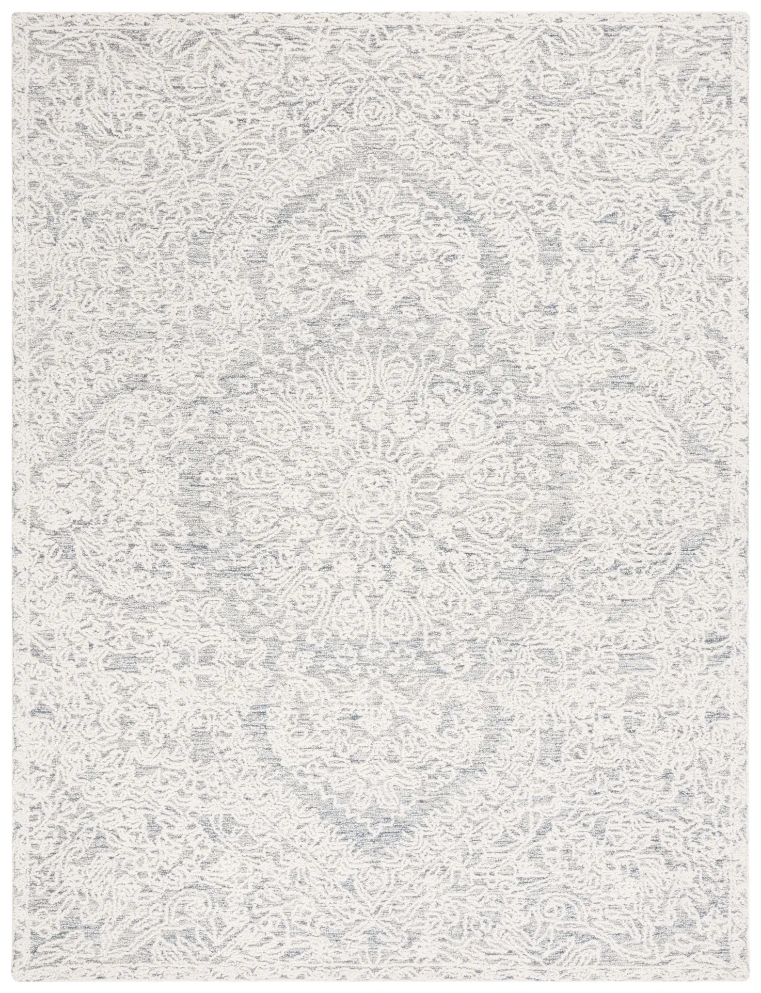 Ebony Lace Medallion Hand-Tufted Wool Rug