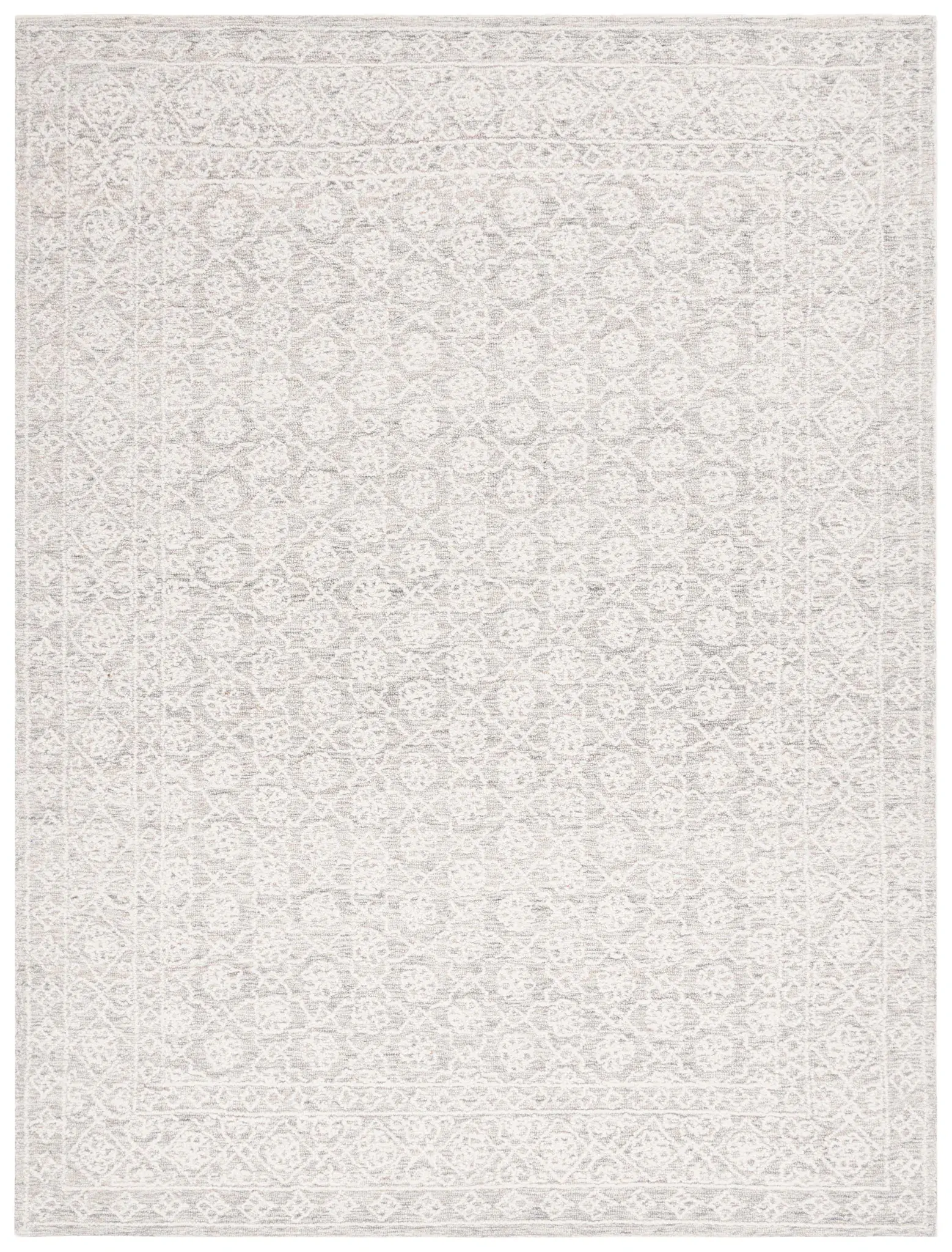 Ebony Bordered Trellis Hand-Tufted Wool Rug