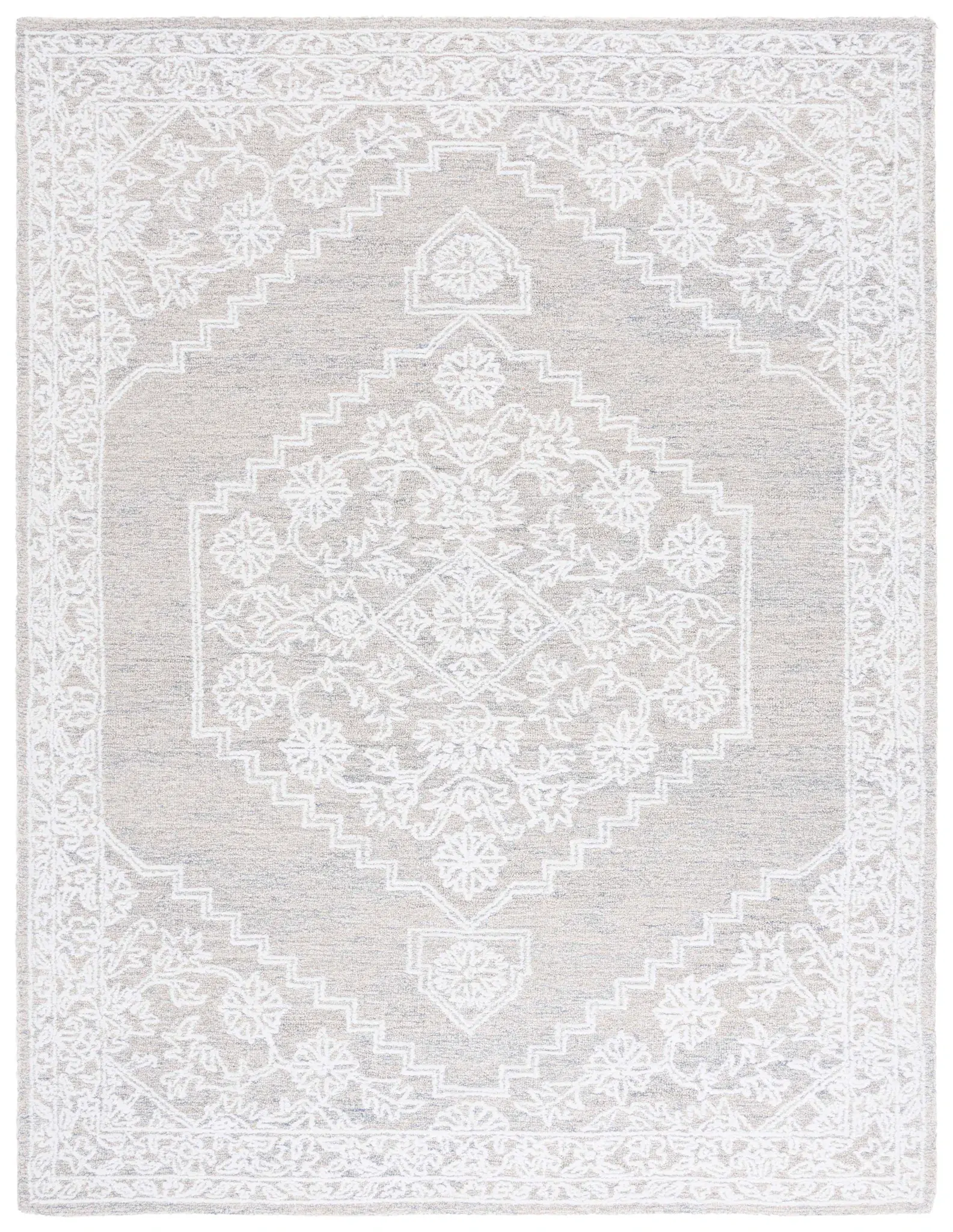 Ebony Stepped Medallion Hand-Tufted Rug