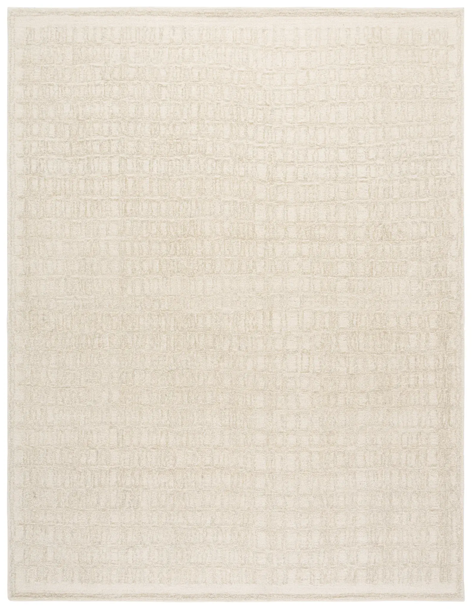 Ebony Bordered Grid Hand-Tufted Wool Rug