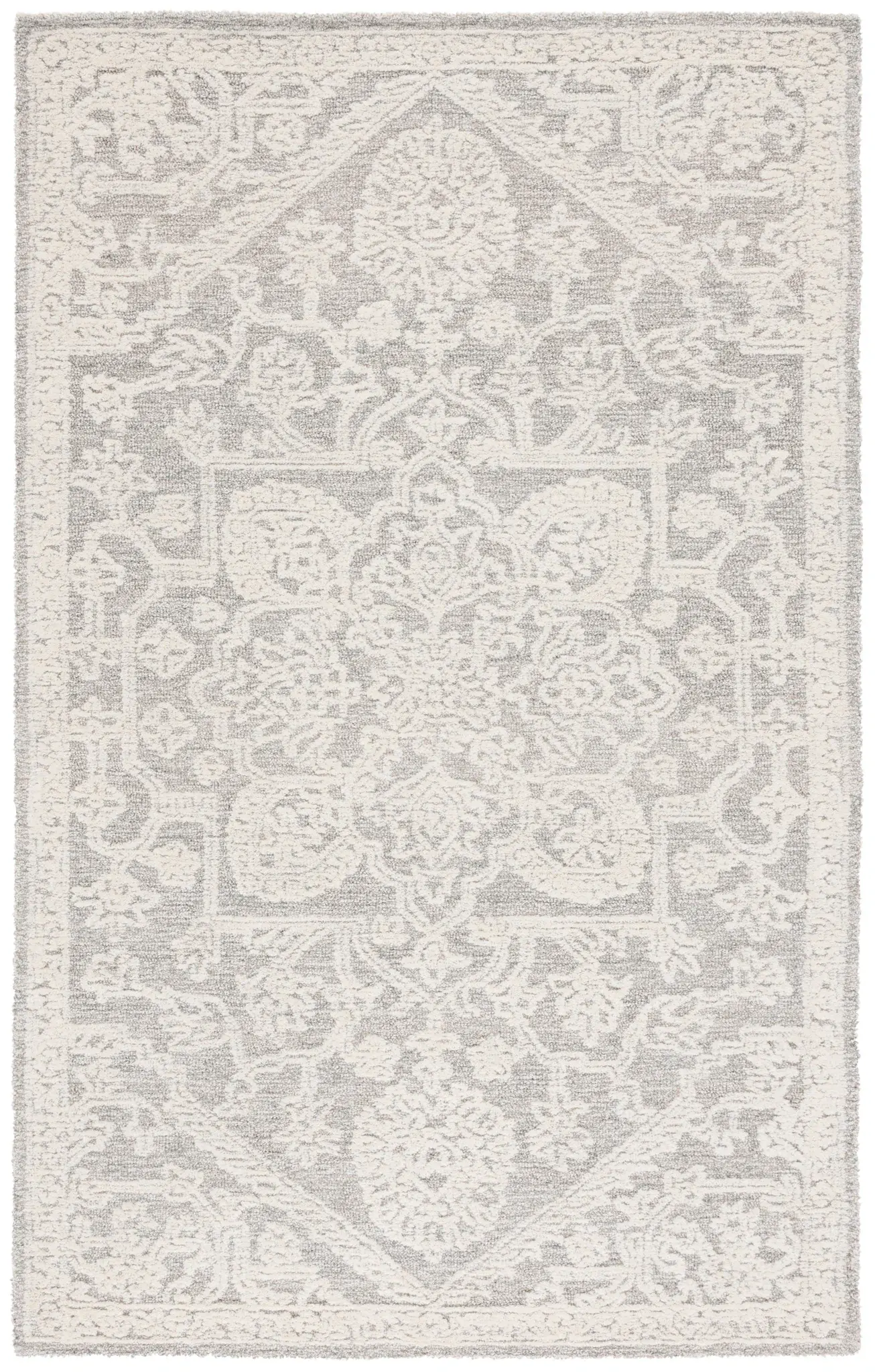 Ebony Geometric Diamond Medallion Hand-Tufted Wool Rug