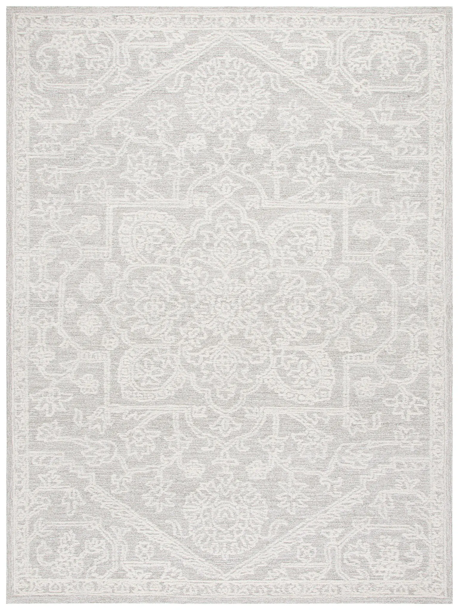 Ebony Geometric Diamond Medallion Hand-Tufted Wool Rug