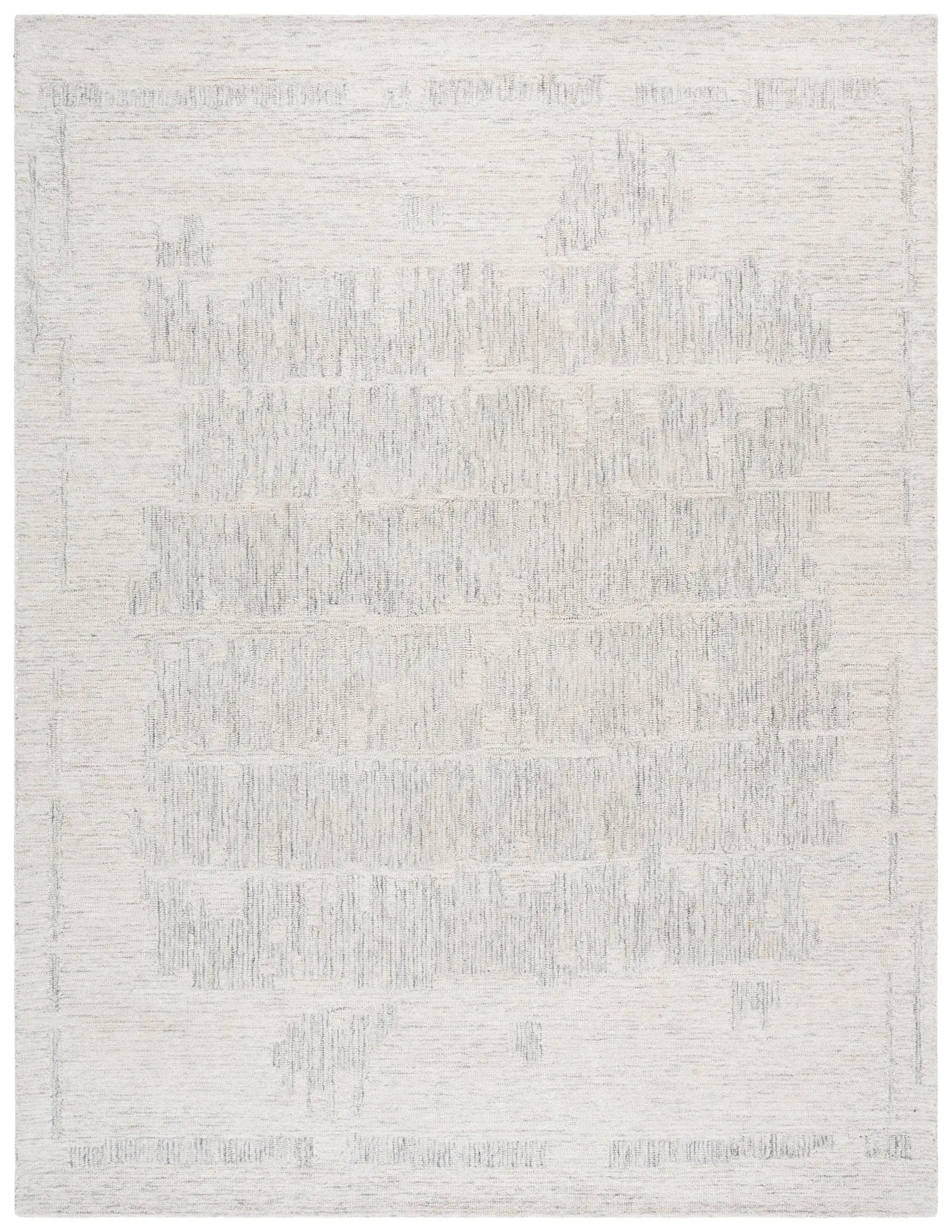 Ebony Abstract Border Hand-Tufted Wool Rug