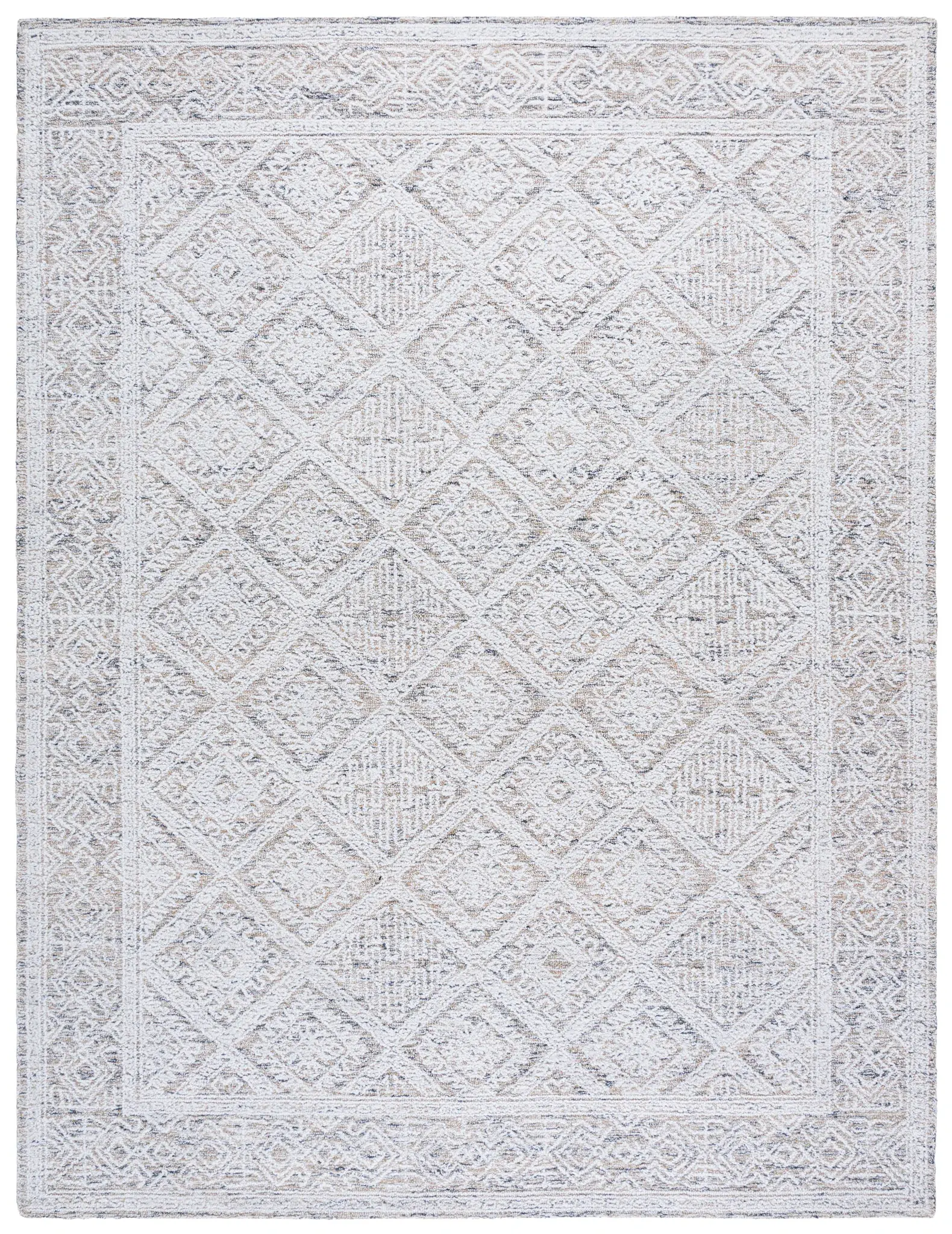 Ebony Diamond Bordered Hand-Tufted Rug