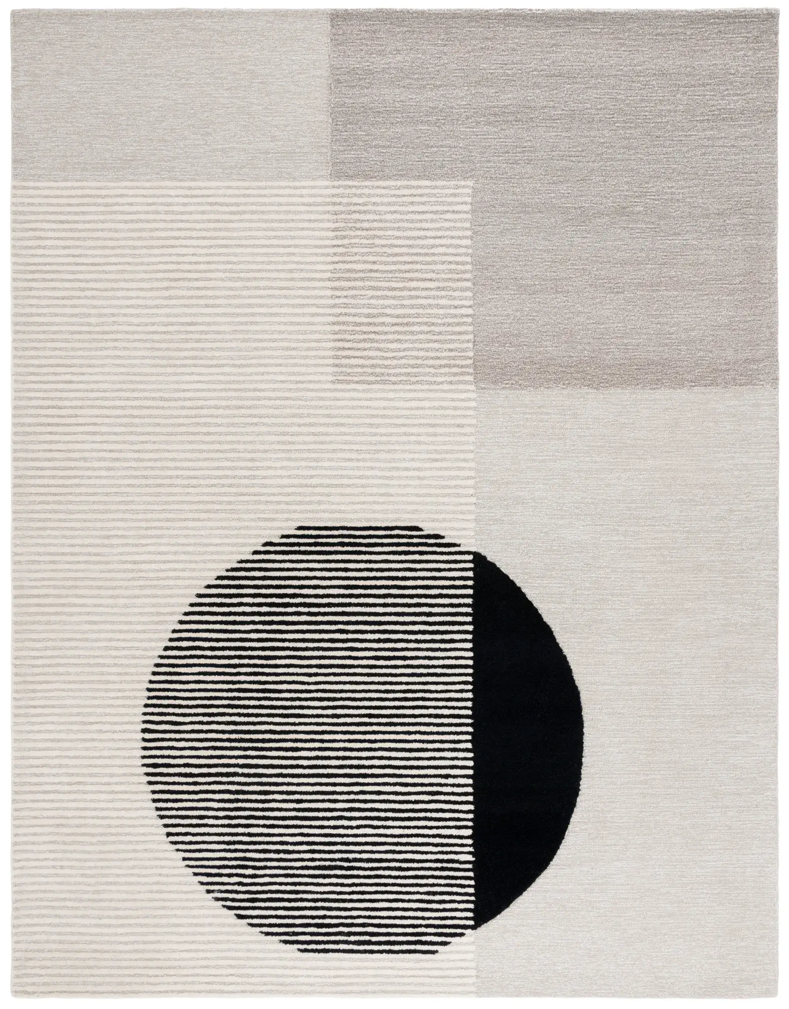Ebony Abstract Circle Hand-Tufted Rug