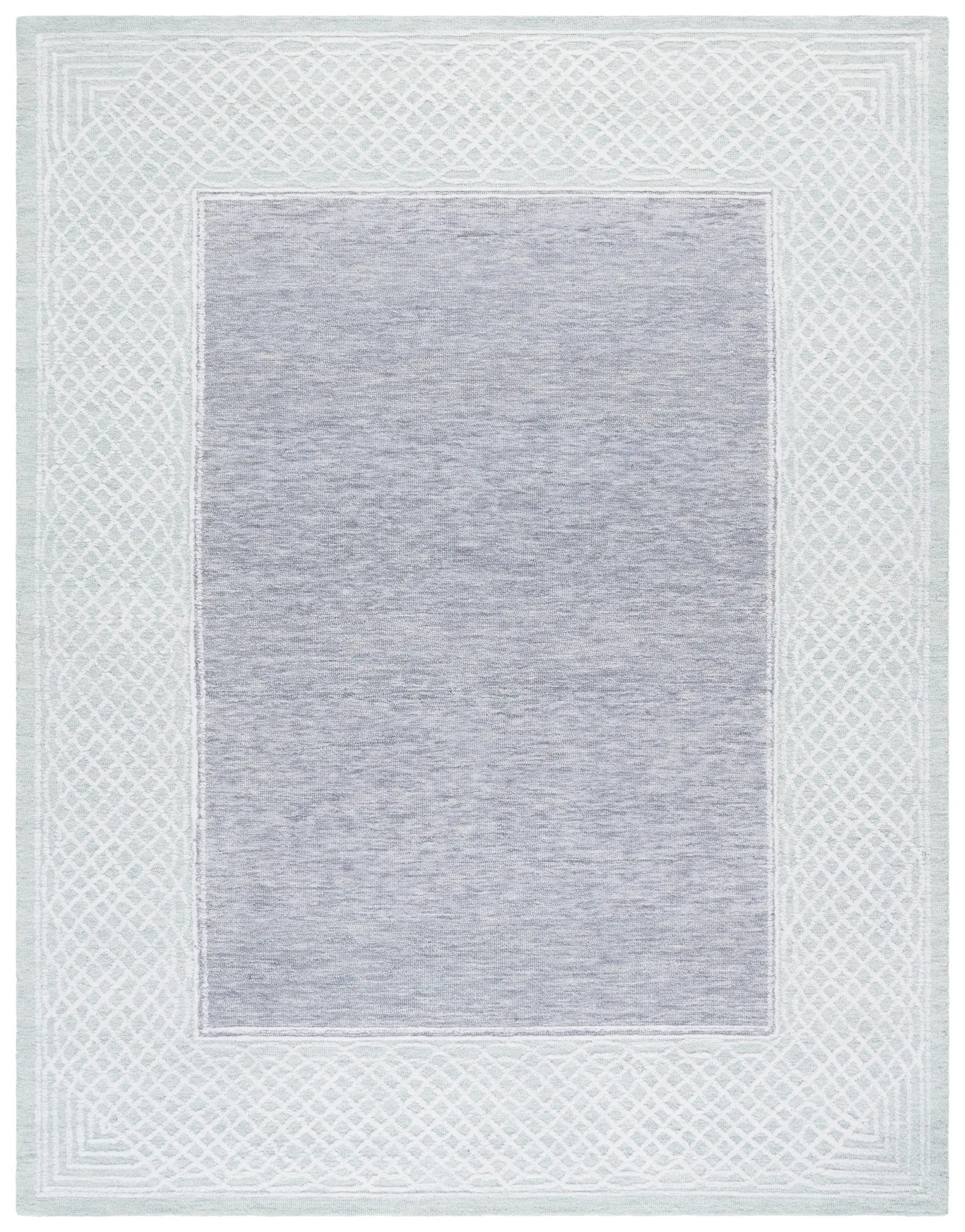 Ebony Lattice Border Hand-Tufted Wool Rug