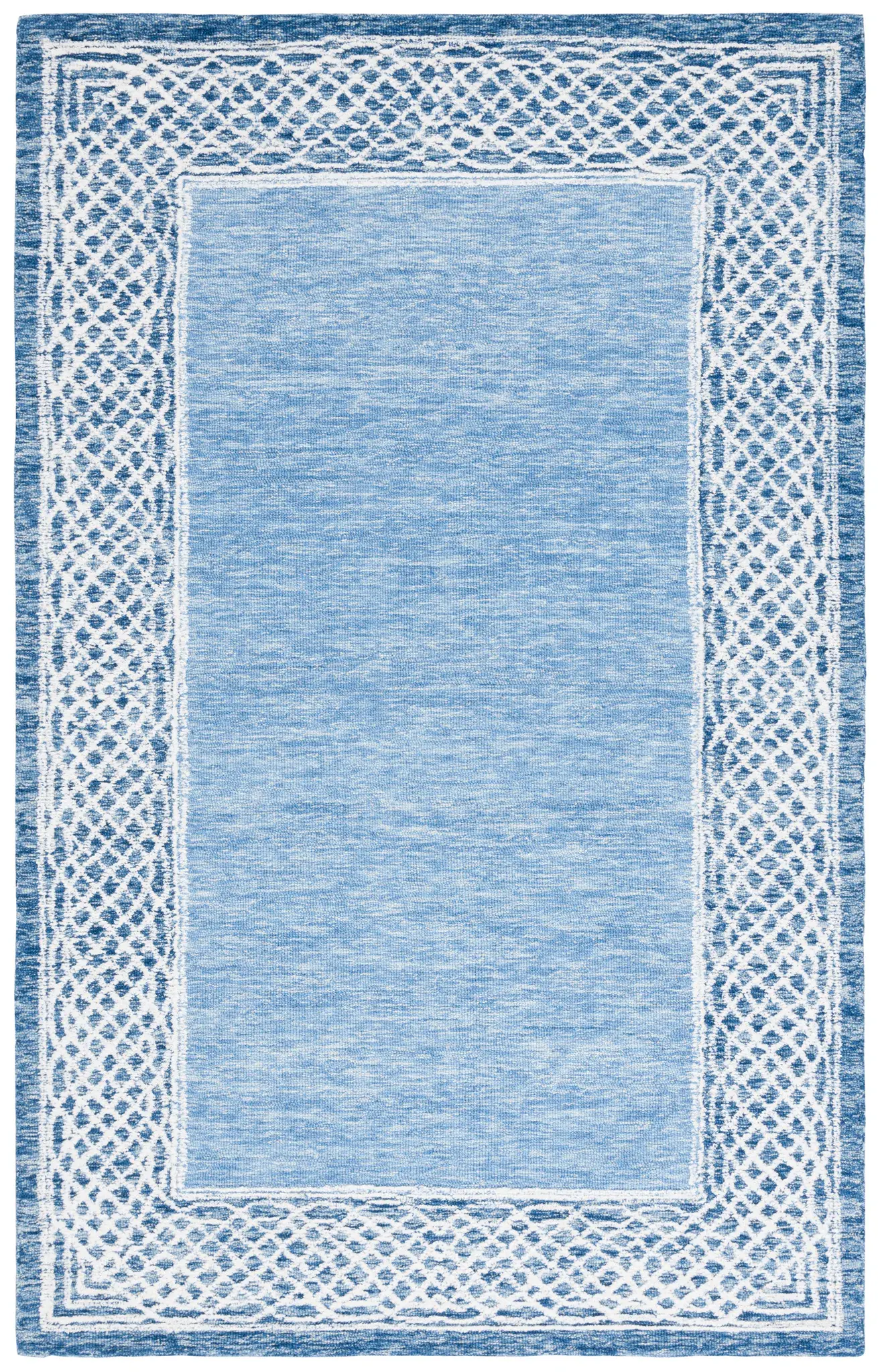 Ebony Lattice Border Hand-Tufted Wool Rug
