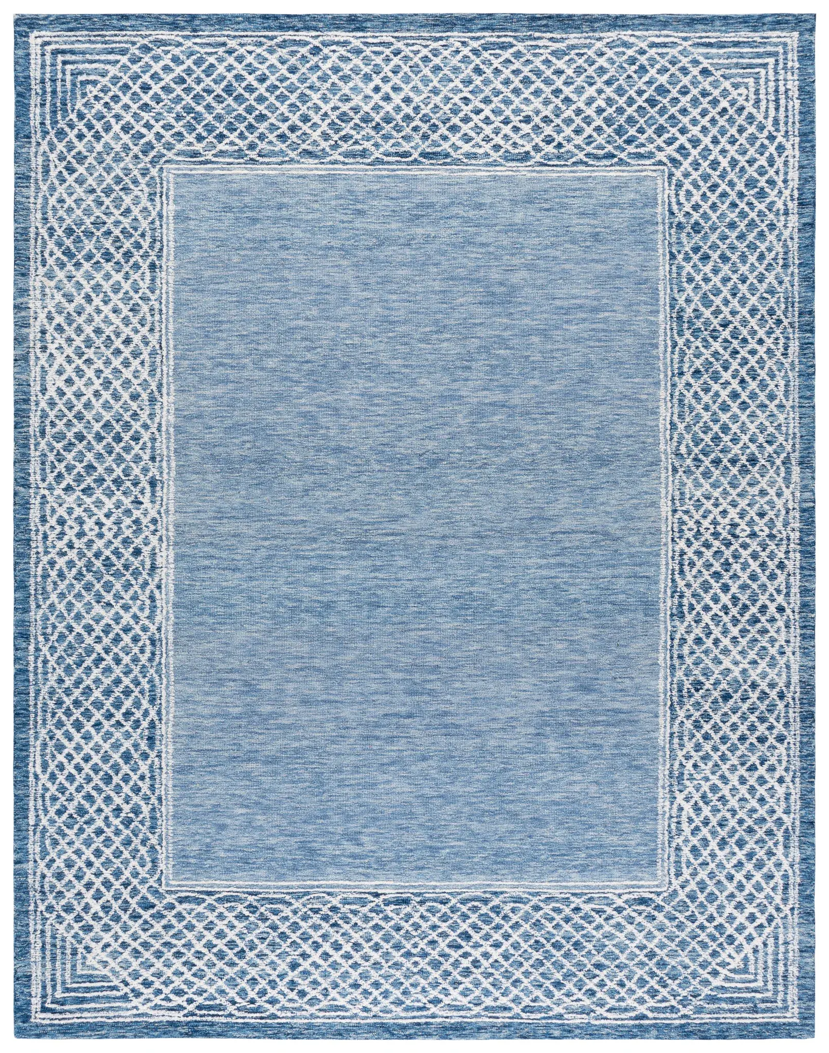 Ebony Lattice Border Hand-Tufted Wool Rug