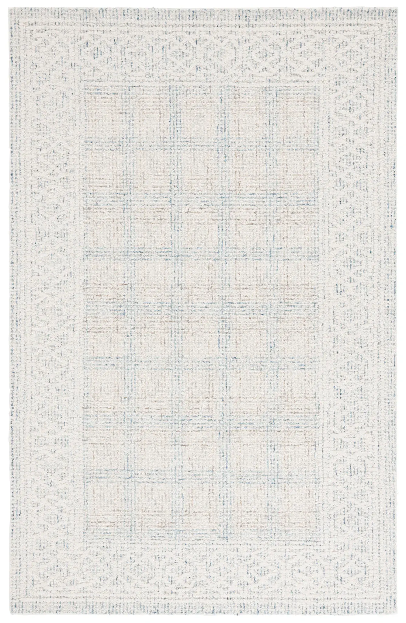Ebony Plaid Bordered Hand-Tufted Wool Rug