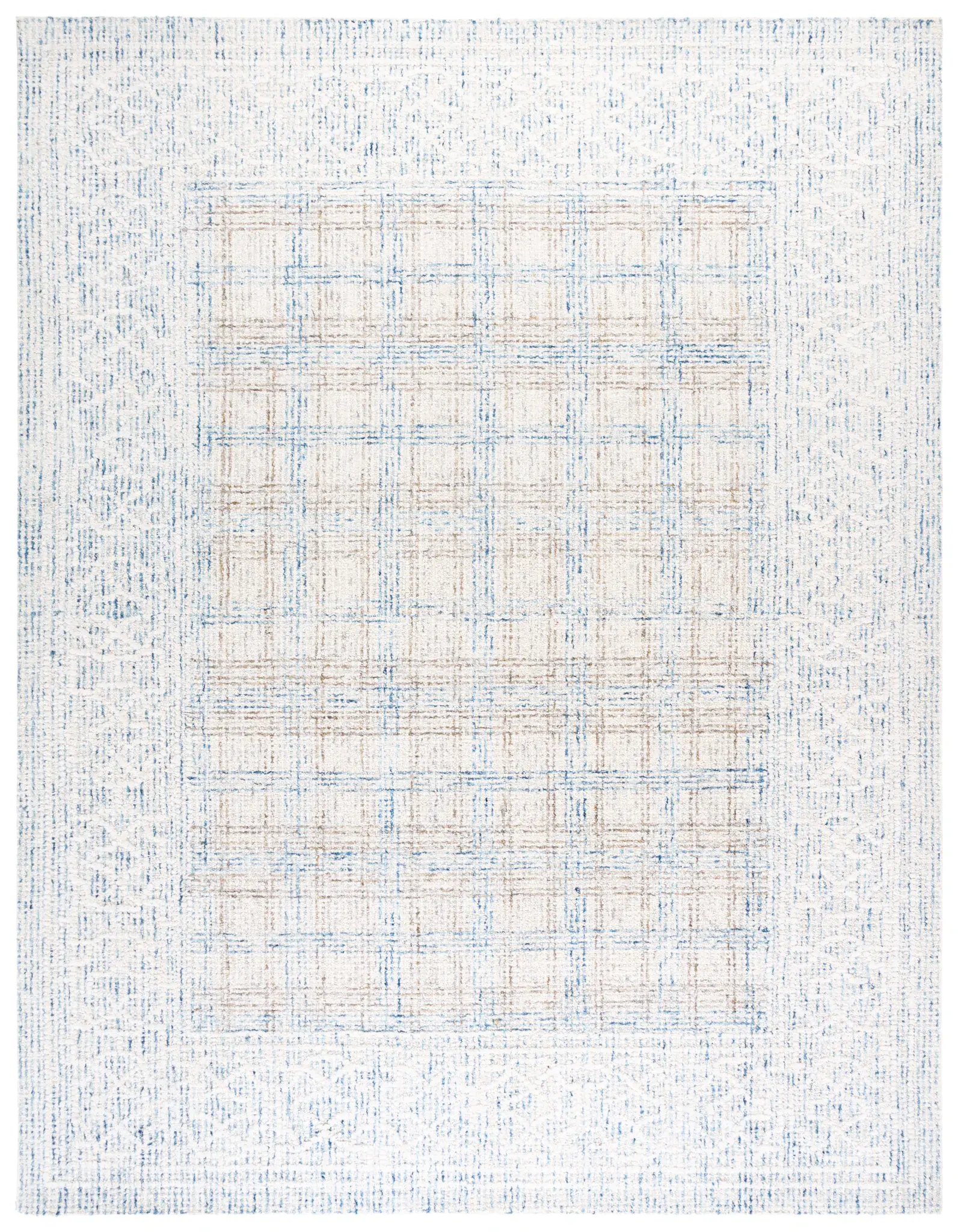 Ebony Plaid Bordered Hand-Tufted Wool Rug