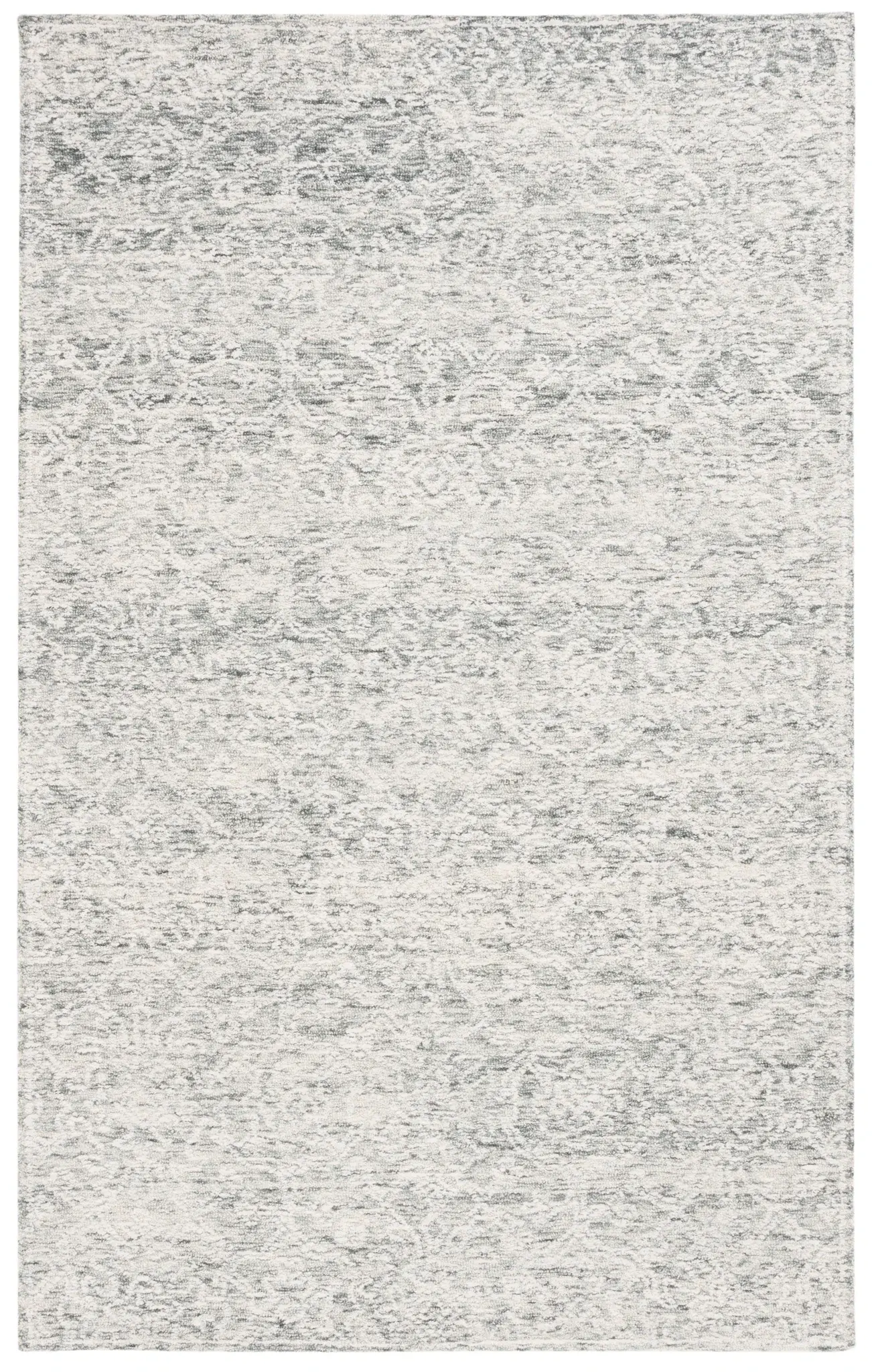 Ebony Faded Damask Hand-Tufted Wool Rug