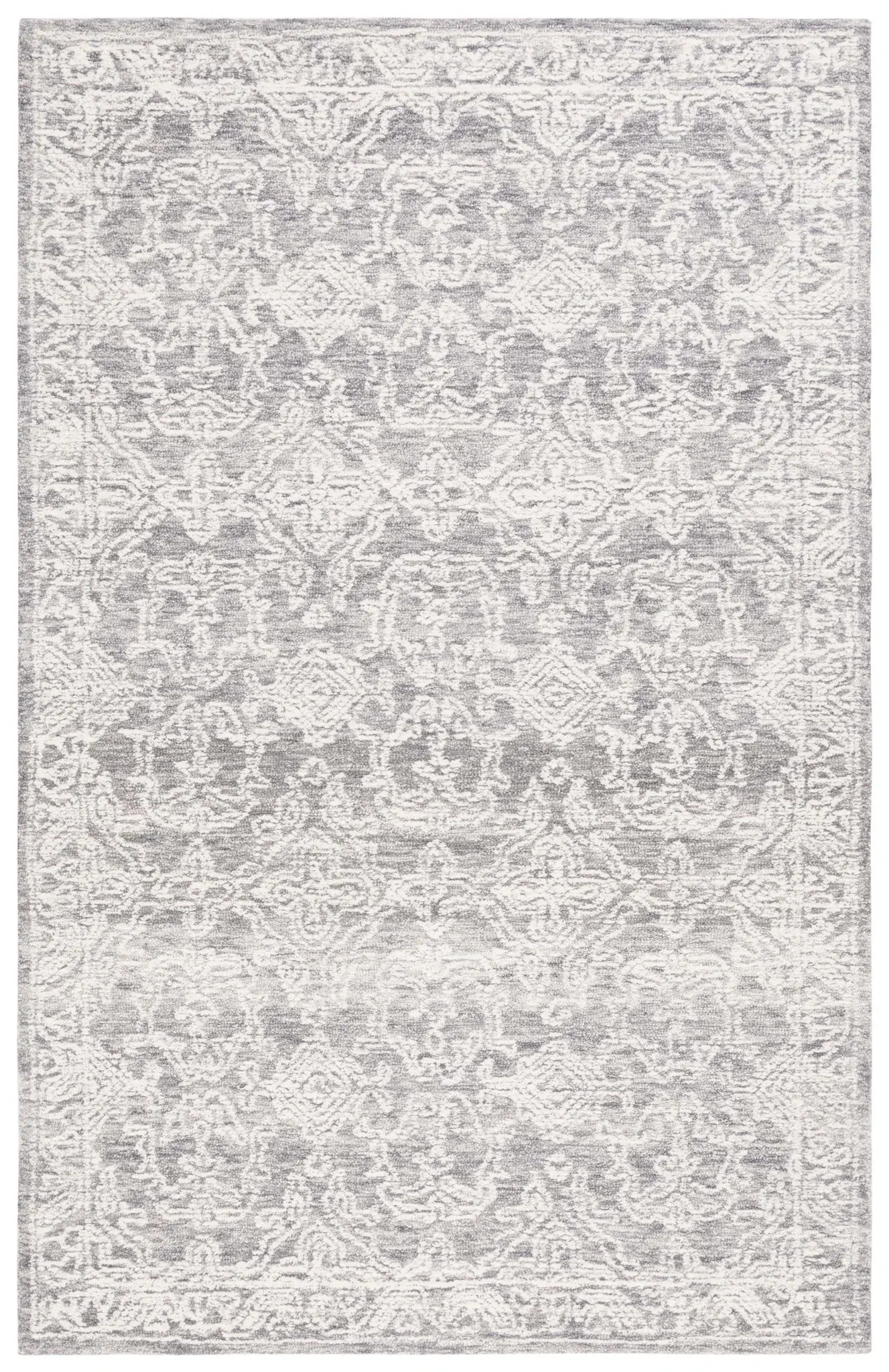 Ebony Damask Hand-Tufted Wool Rug