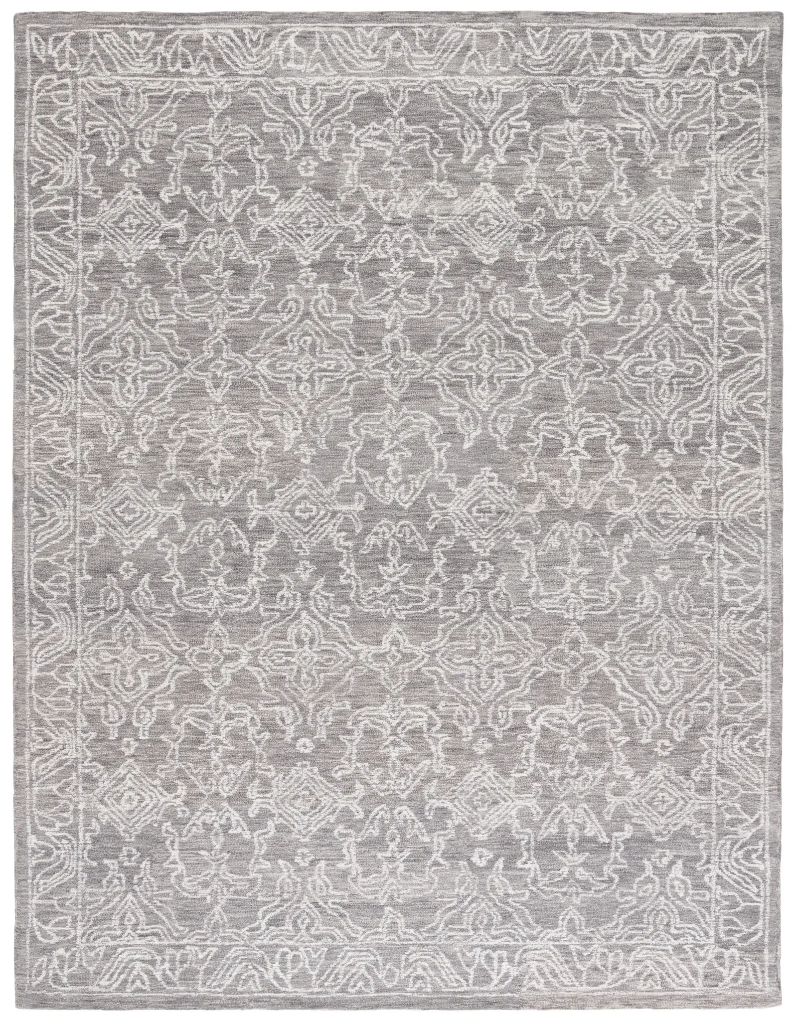 Ebony Damask Hand-Tufted Wool Rug