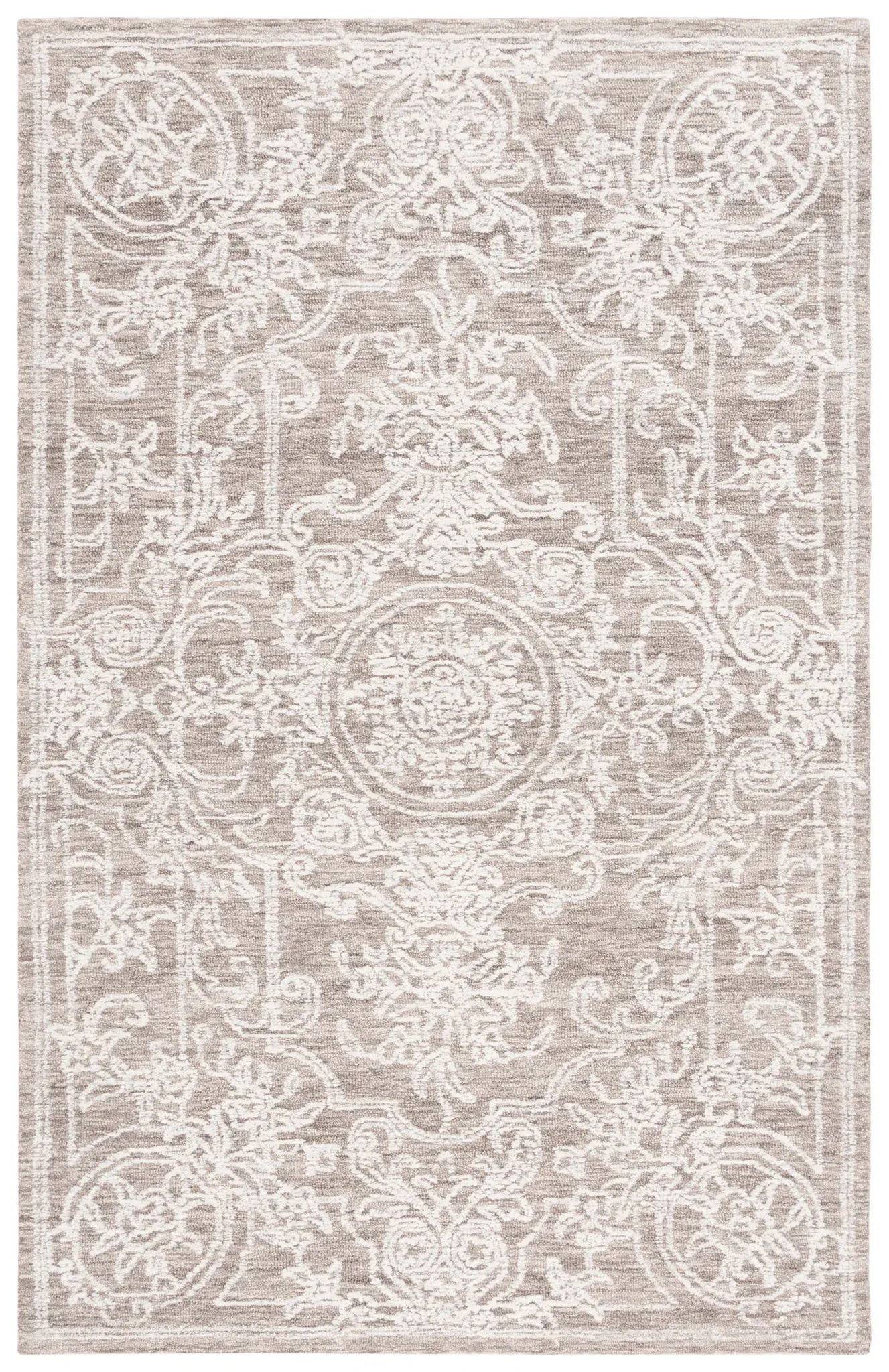 Ebony Scroll Medallion Hand-Tufted Wool Rug