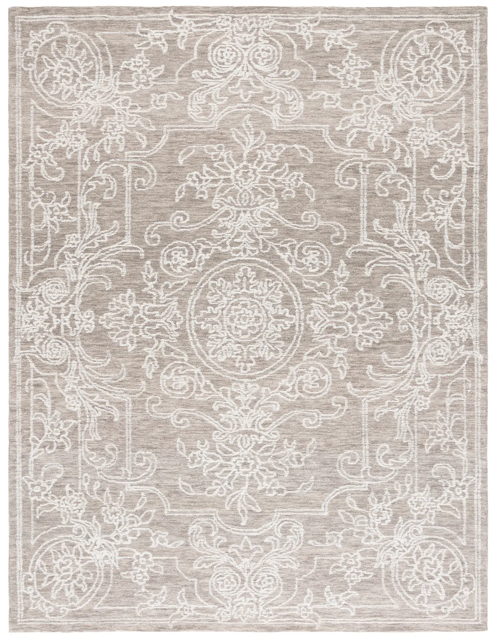 Ebony Scroll Medallion Hand-Tufted Wool Rug