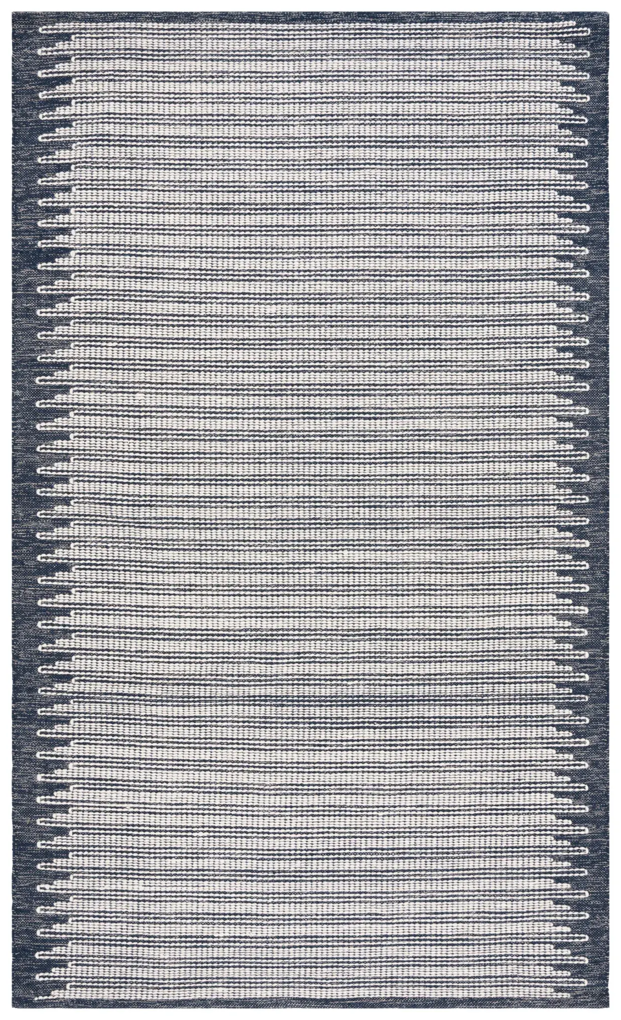 Ebony Striped Border Flatweave Wool Rug