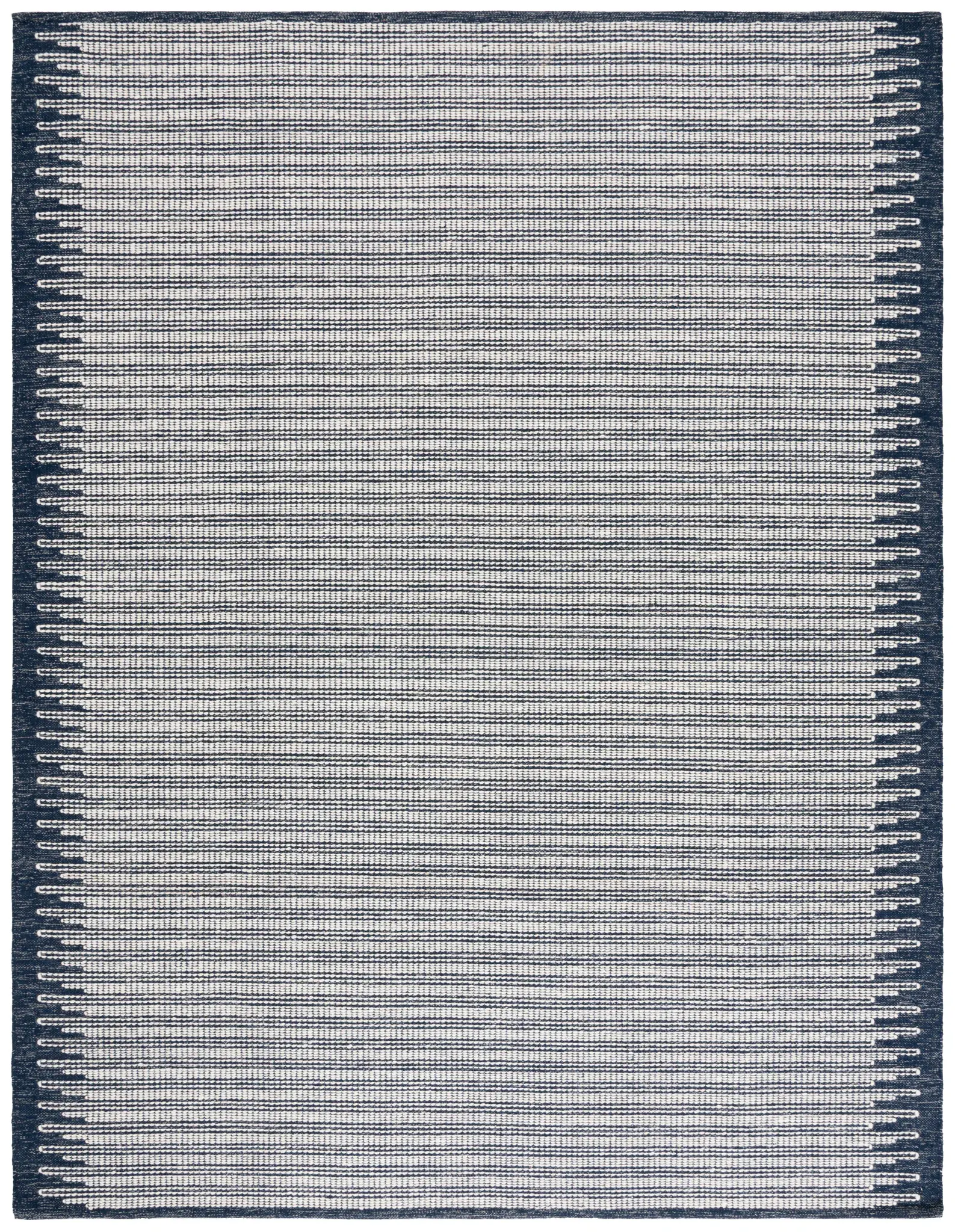 Ebony Striped Border Flatweave Wool Rug