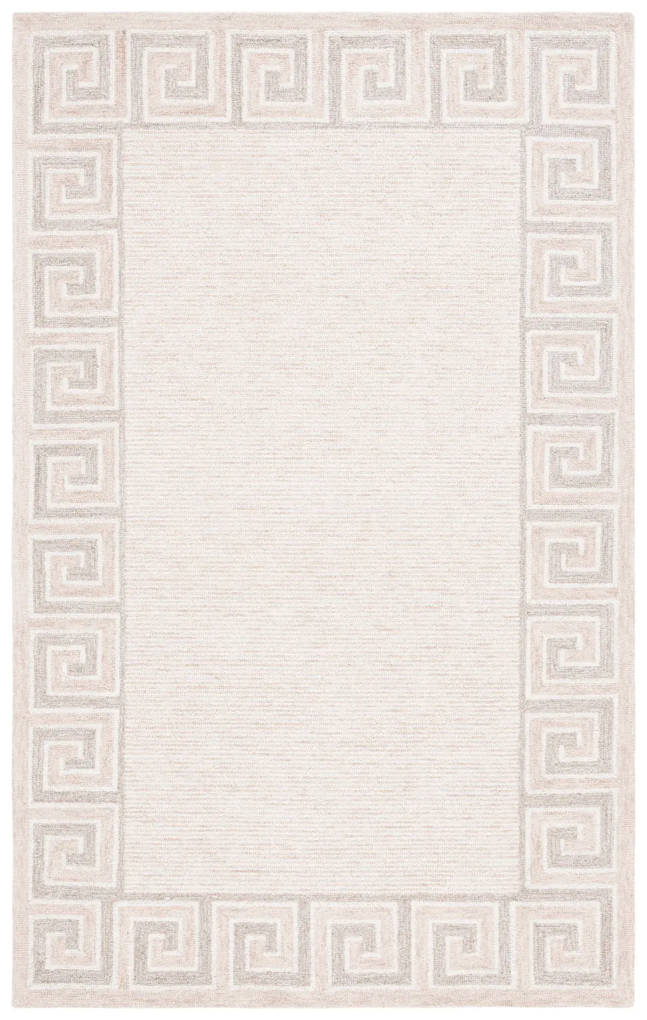 Ebony Greek Key Border Hand-Tufted Wool Rug