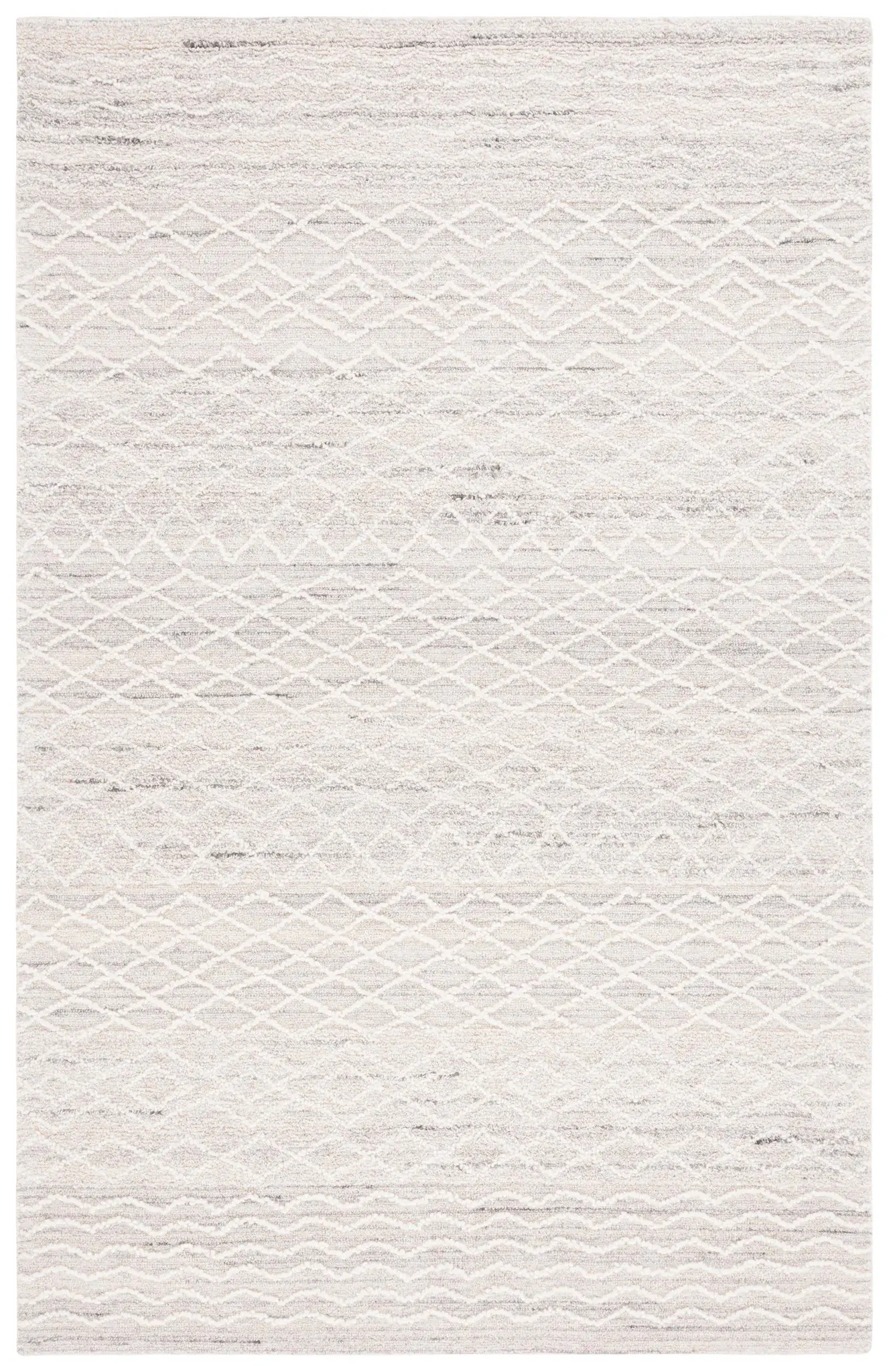 Ebony Banded Diamond Hand-Tufted Wool Rug
