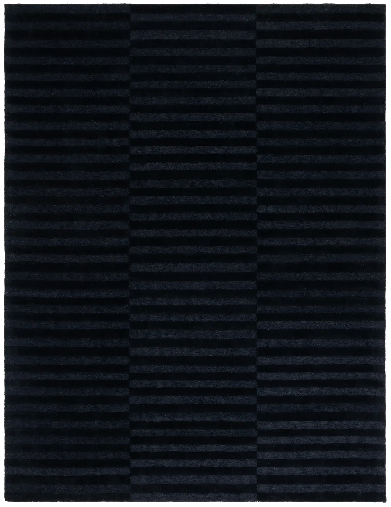 Ebony Paneled Stripe Hand-Tufted Wool Rug