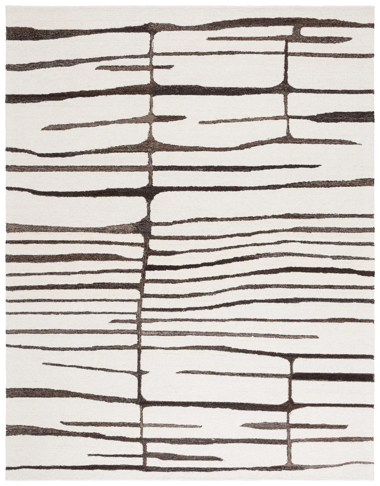 Ebony Linear Grid Hand-Tufted Wool Rug