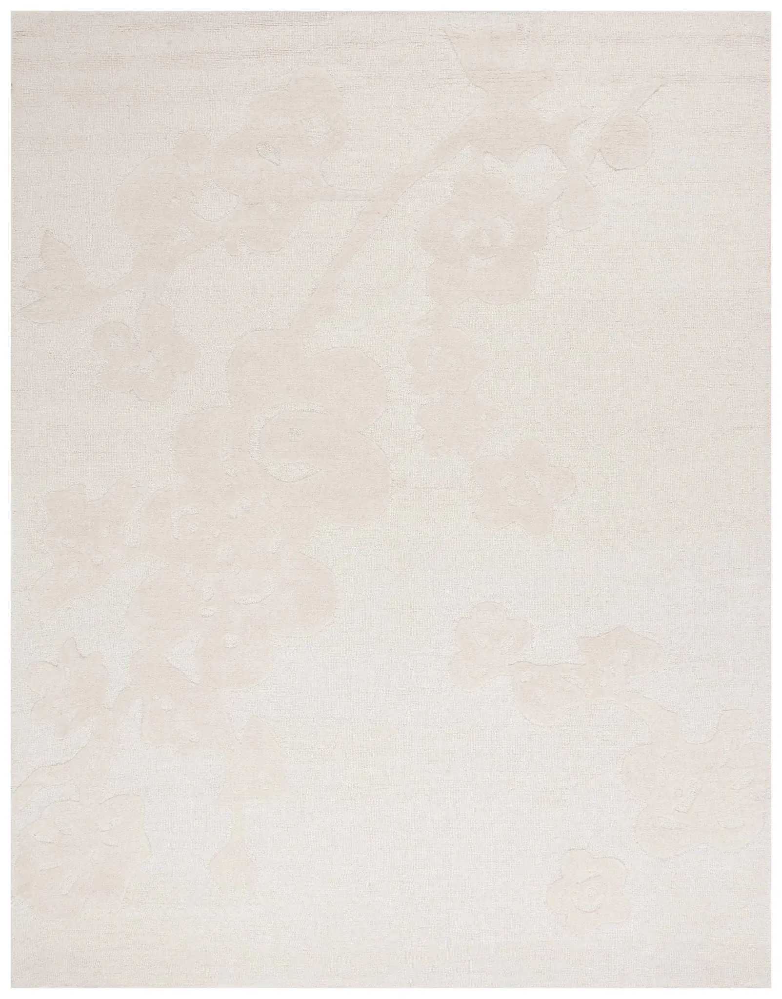 Ebony Carved Floral Hand-Tufted Wool Rug