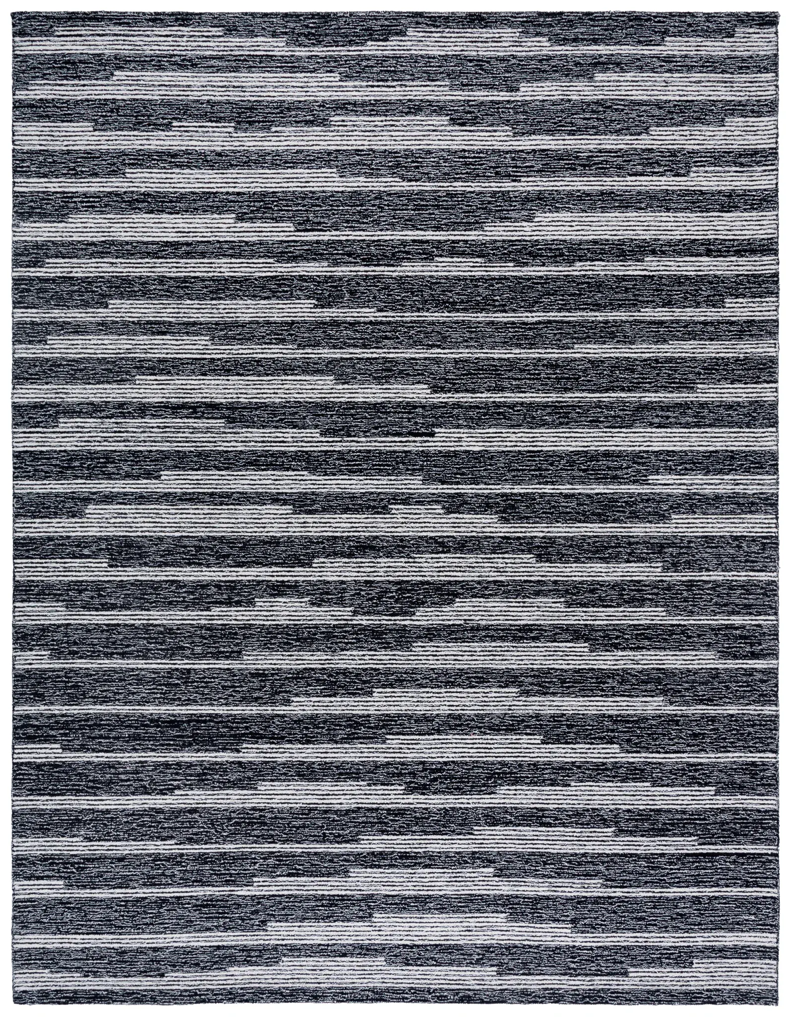 Ebony Broken Stripe Hand-Tufted Wool Rug