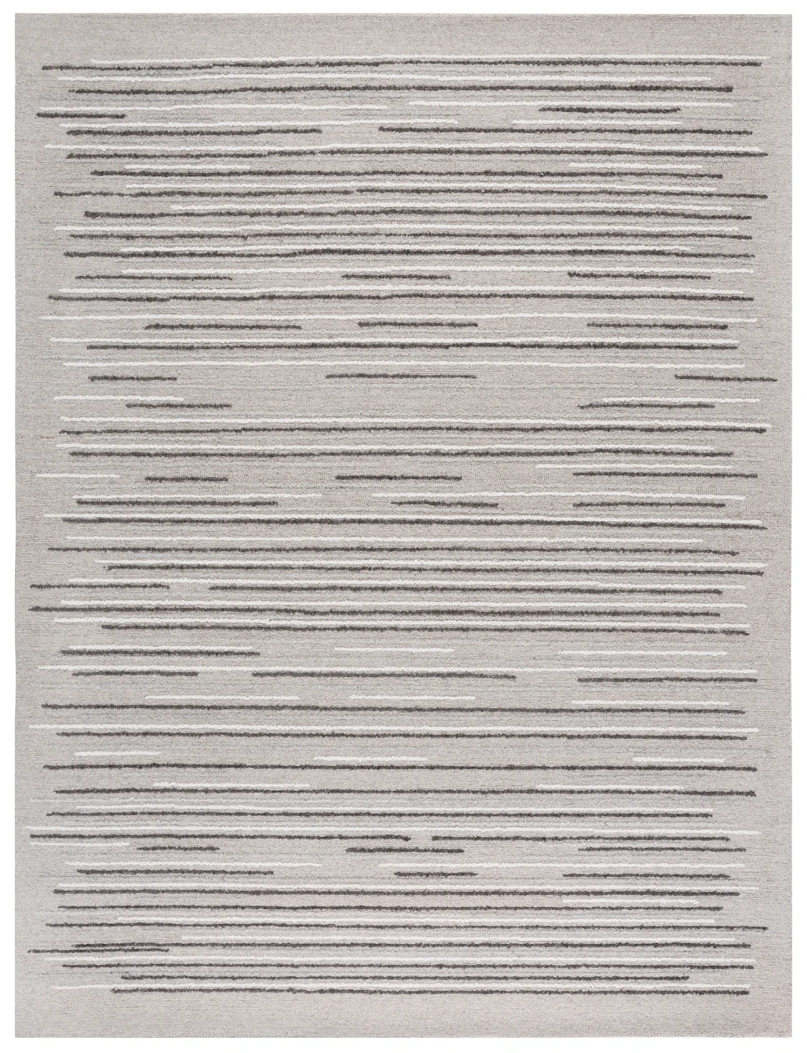 Ebony Dashed Stripe Hand-Tufted Wool Rug