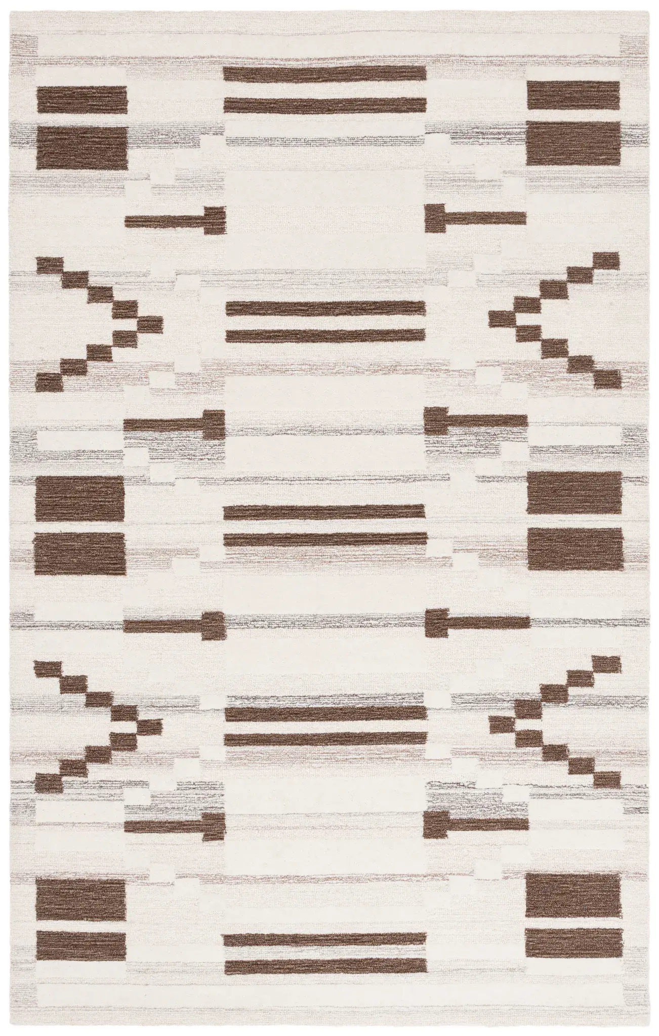 Ebony Stepped Geometric Hand-Tufted Wool Rug
