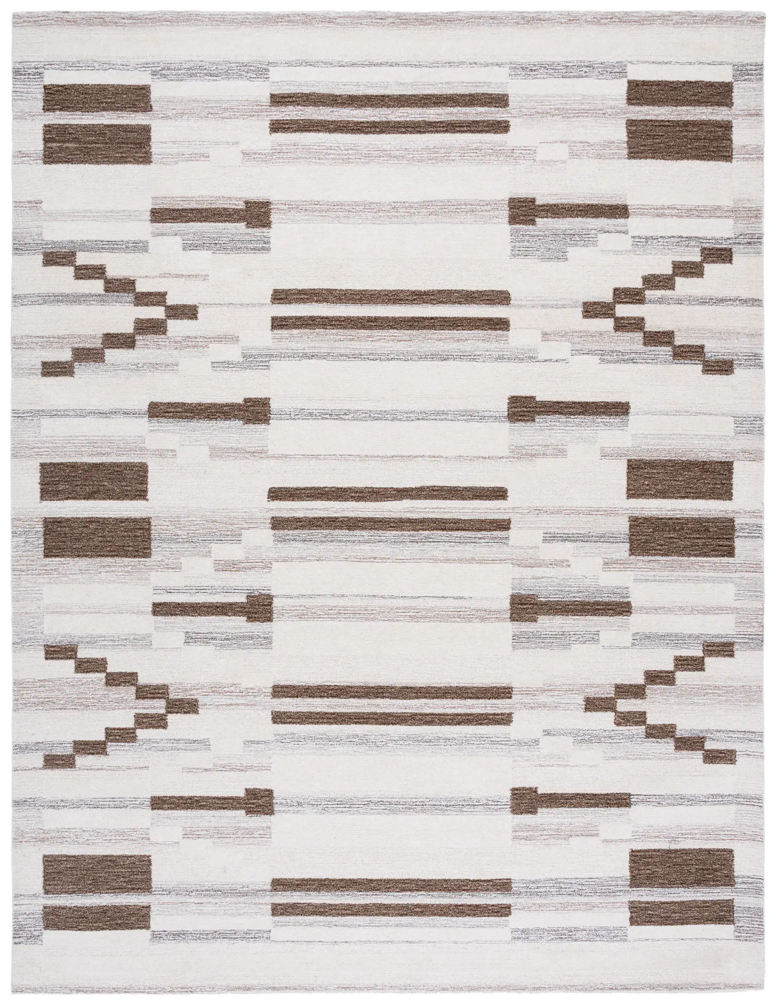 Ebony Stepped Geometric Hand-Tufted Wool Rug