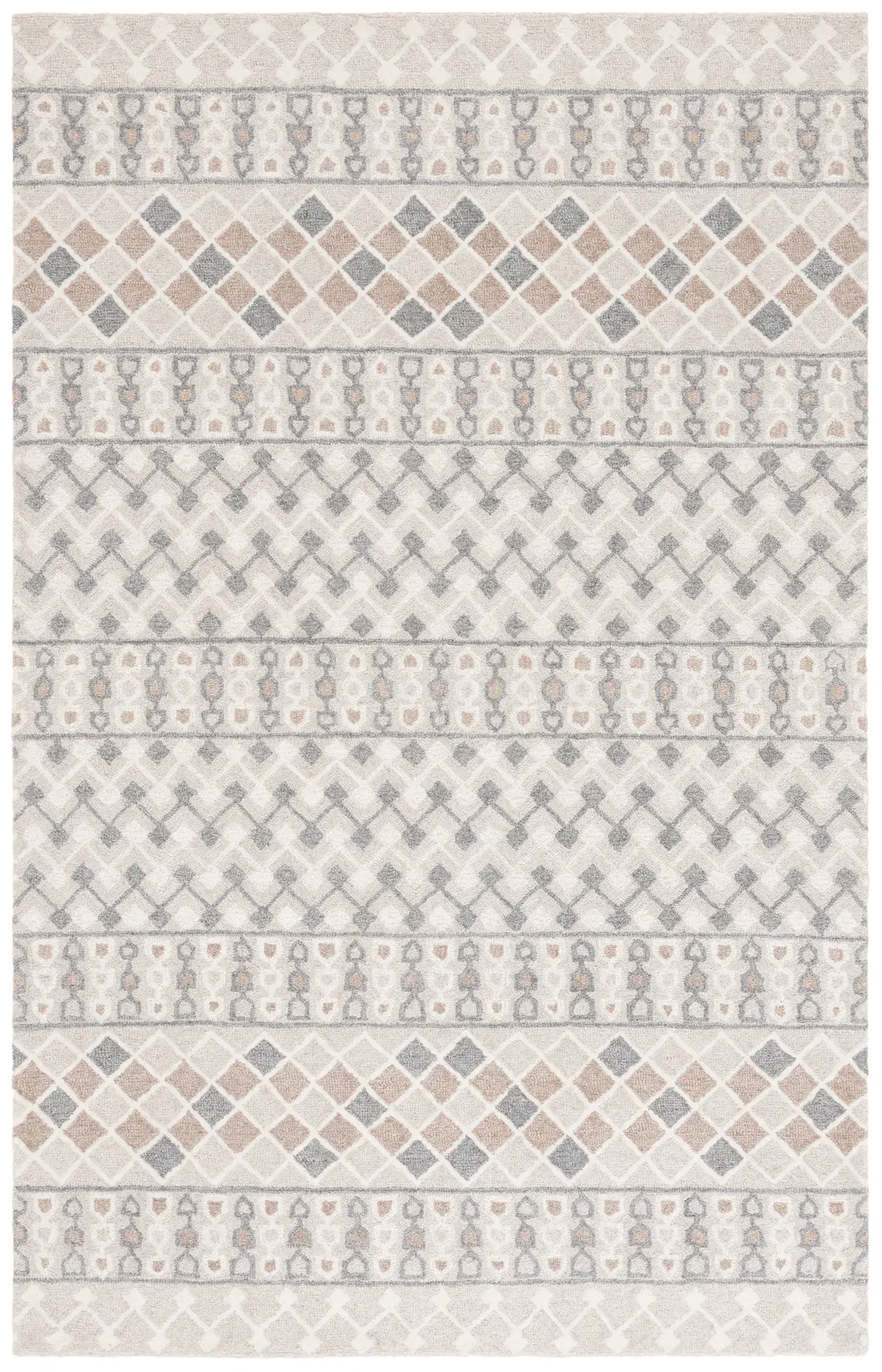 Ebony Banded Geometric Hand-Tufted Wool Rug