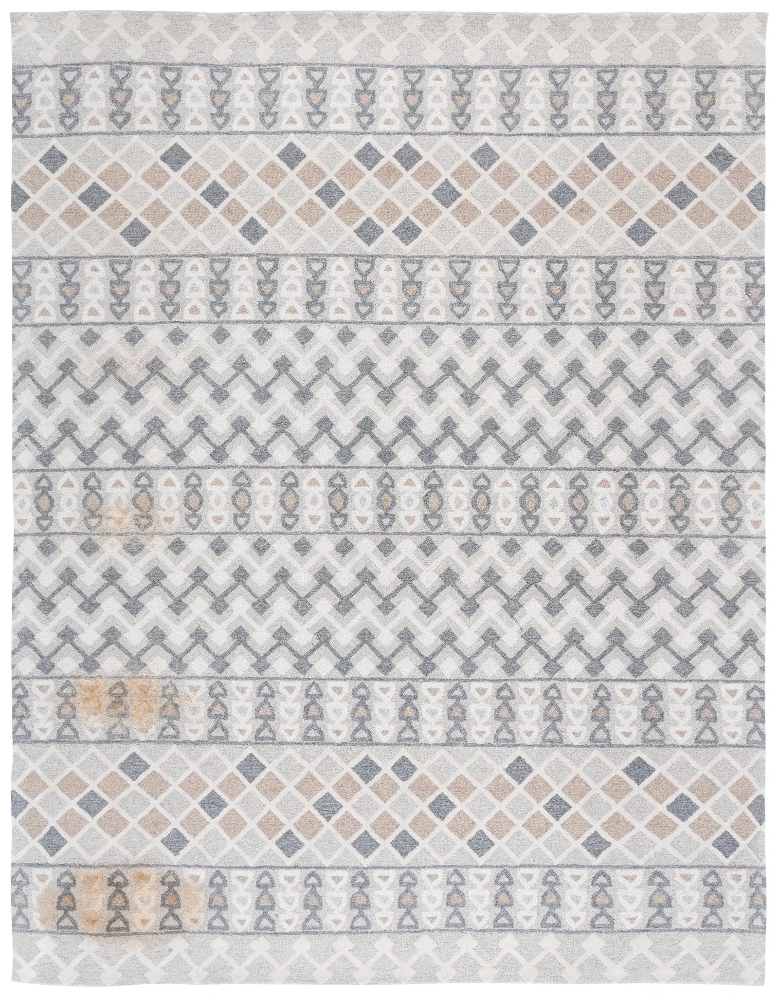Ebony Banded Geometric Hand-Tufted Wool Rug