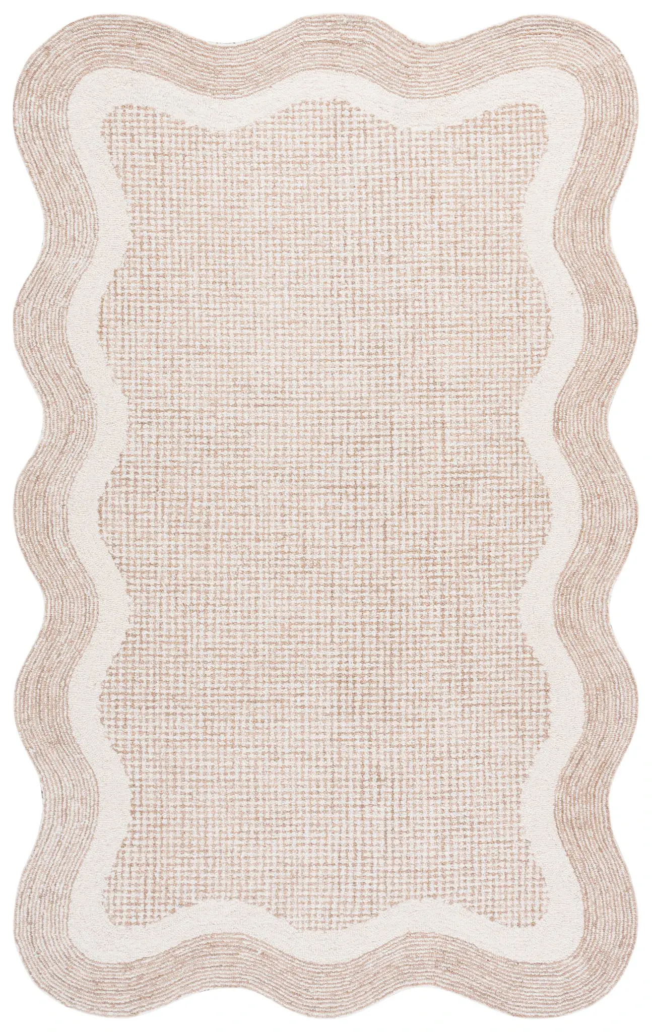 Ebony Scalloped Border Hand-Tufted Wool Rug