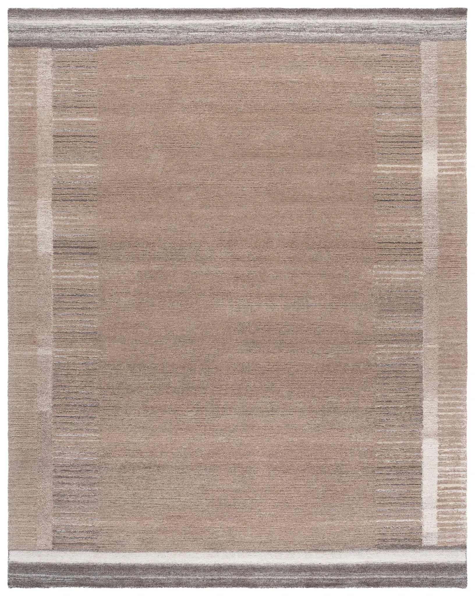 Ebony Striped Border Hand-Tufted Wool Rug
